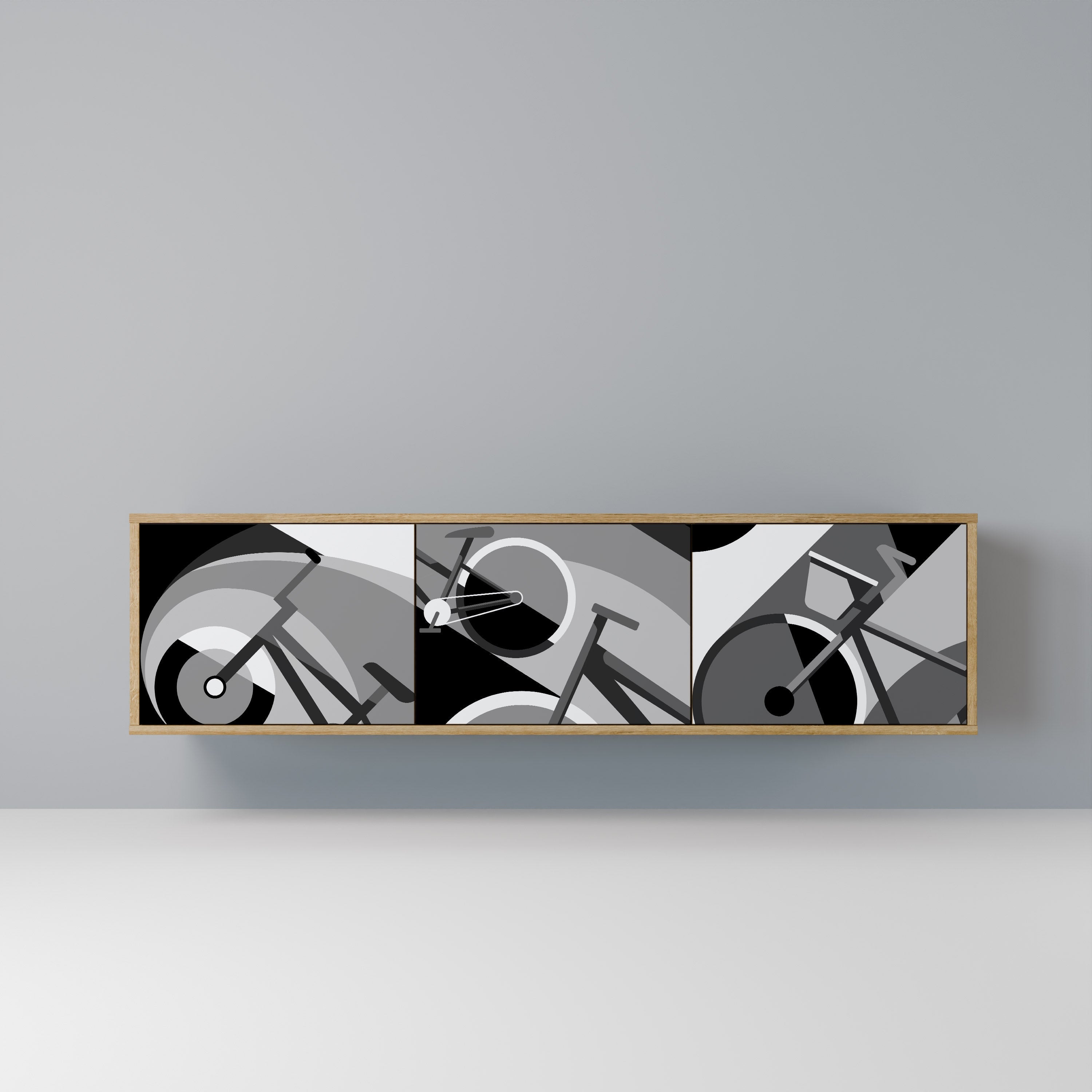 Meuble TV 3 portes BIKE ENERGY effet chêne