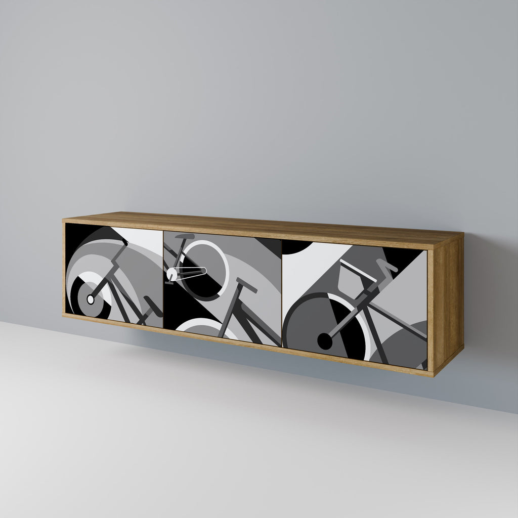 Meuble TV 3 portes BIKE ENERGY effet chêne