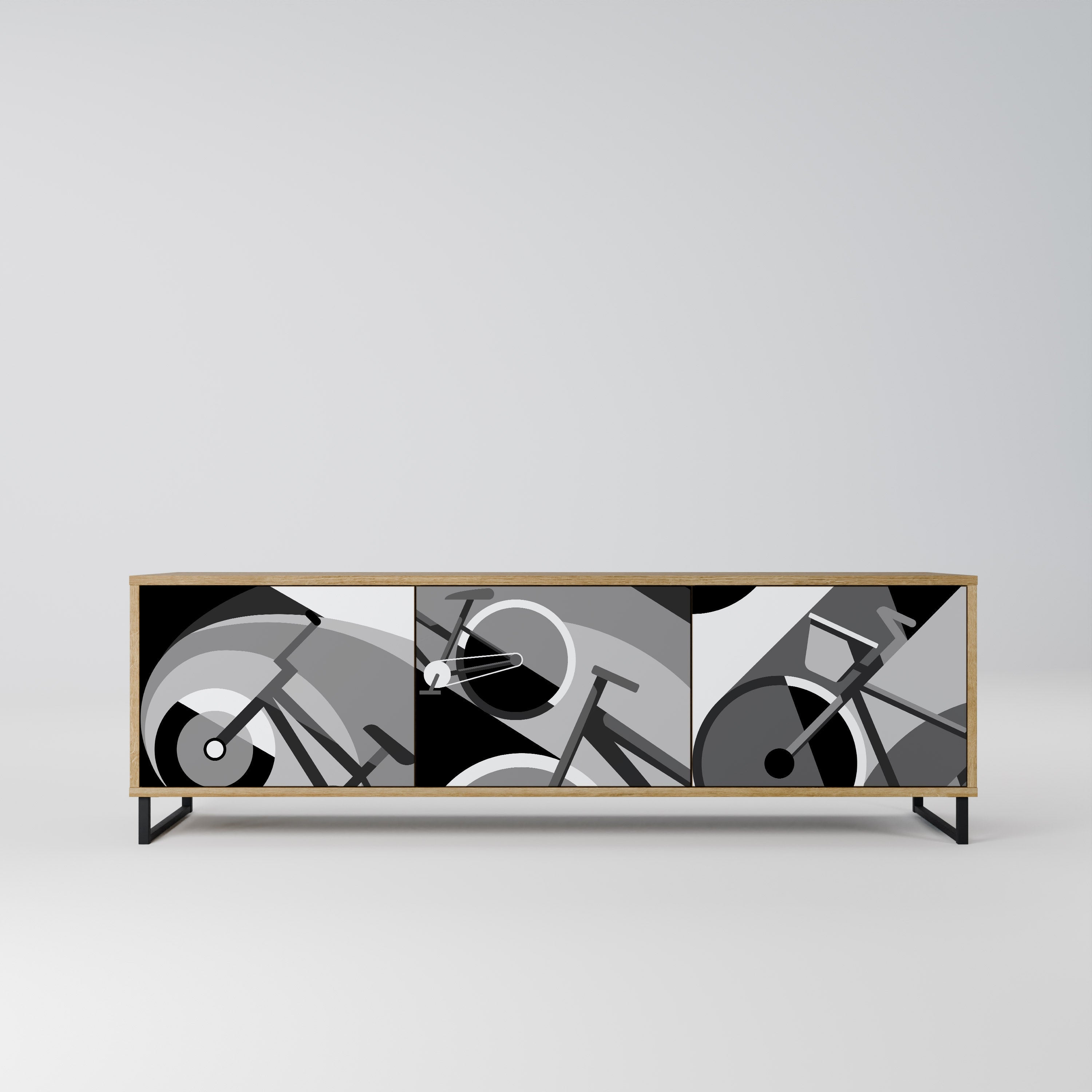 Meuble TV 3 portes BIKE ENERGY effet chêne