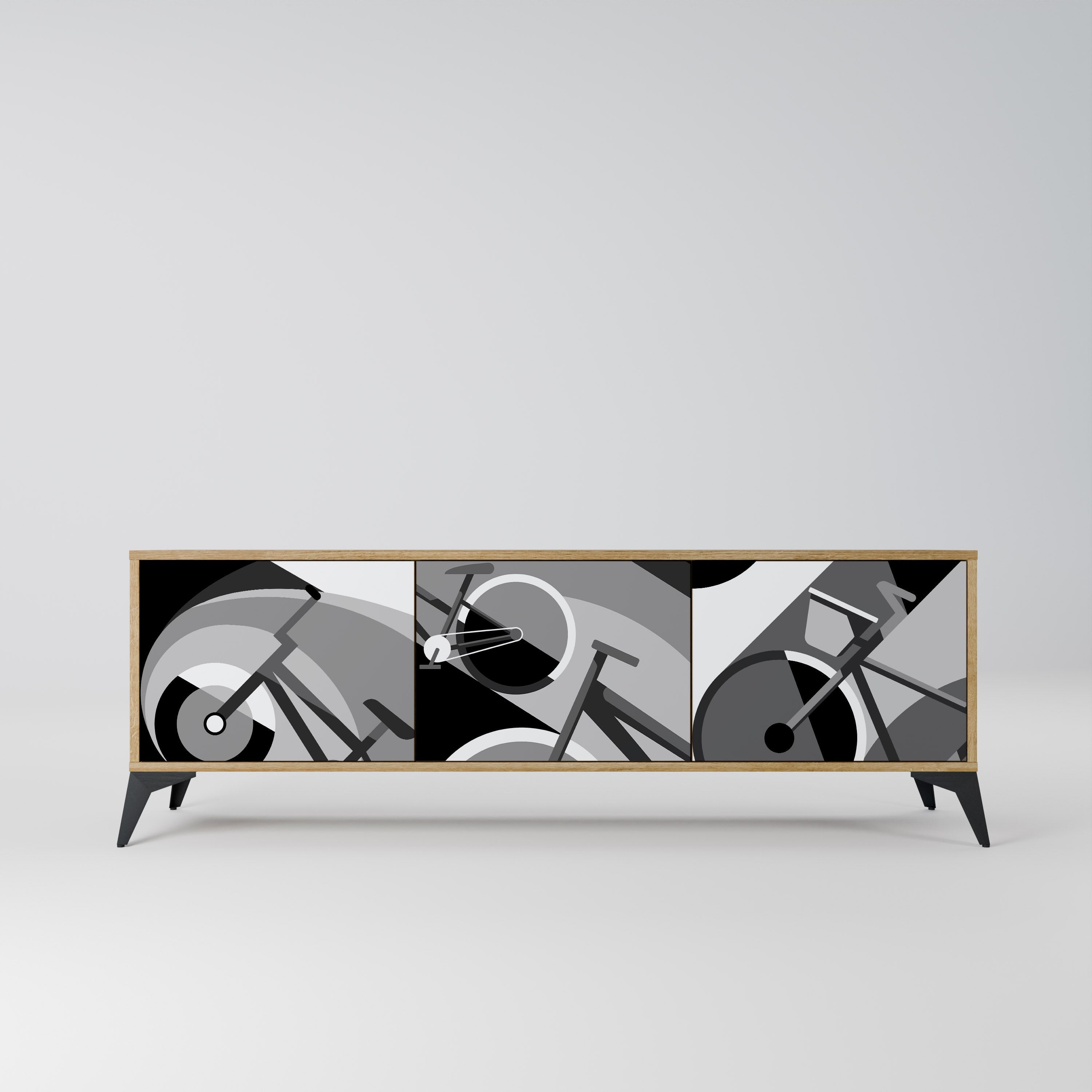 Meuble TV 3 portes BIKE ENERGY effet chêne