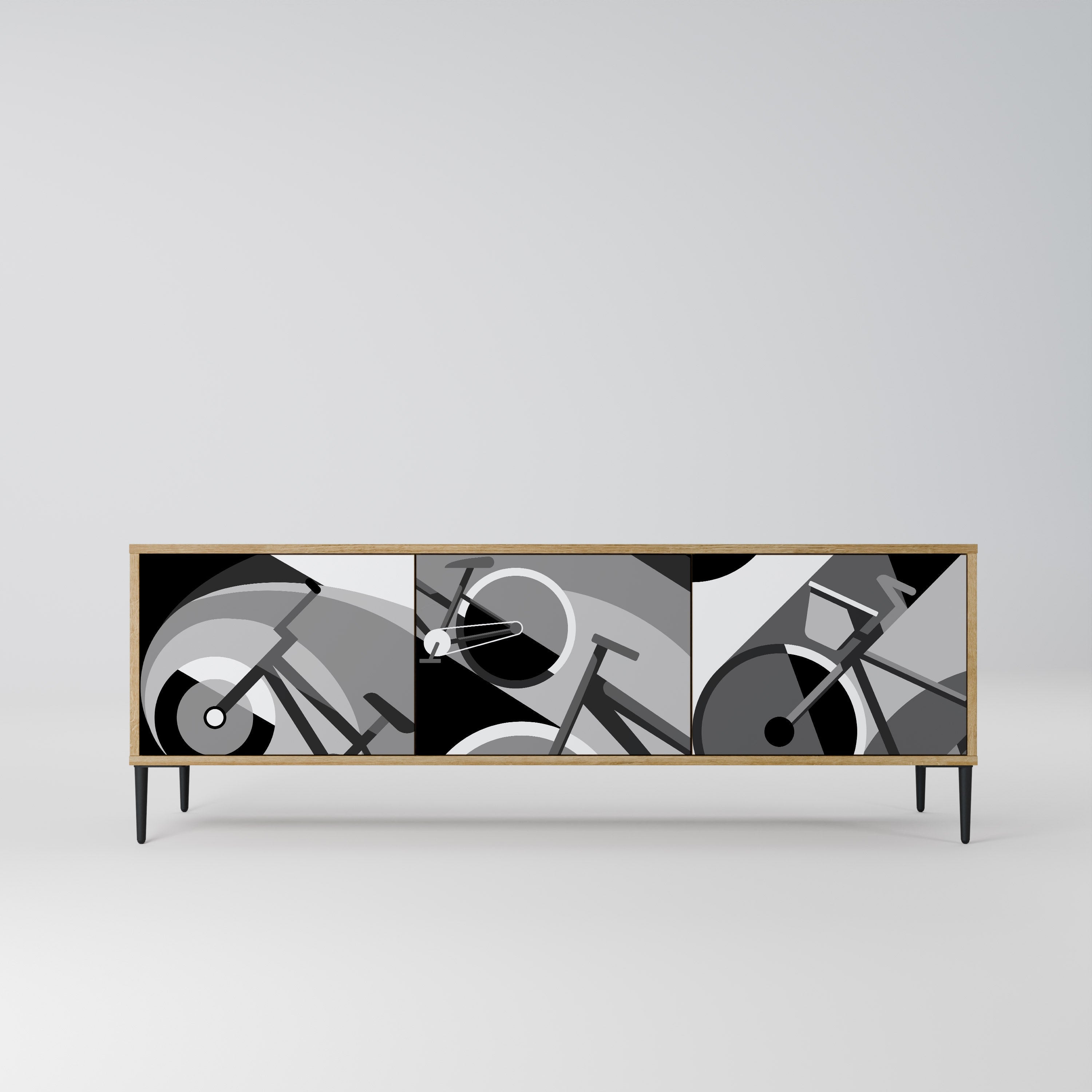 Meuble TV 3 portes BIKE ENERGY effet chêne