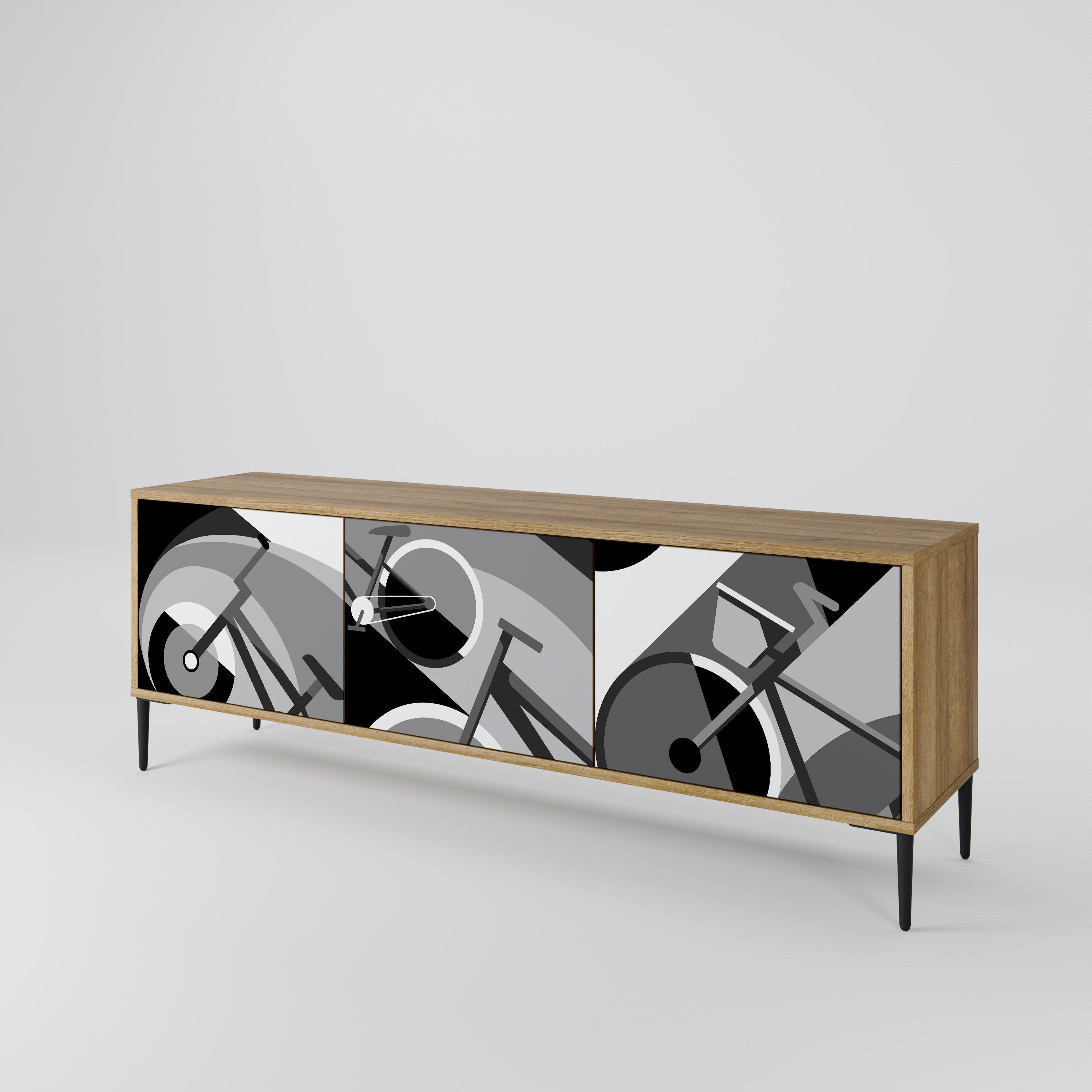 Meuble TV 3 portes BIKE ENERGY effet chêne