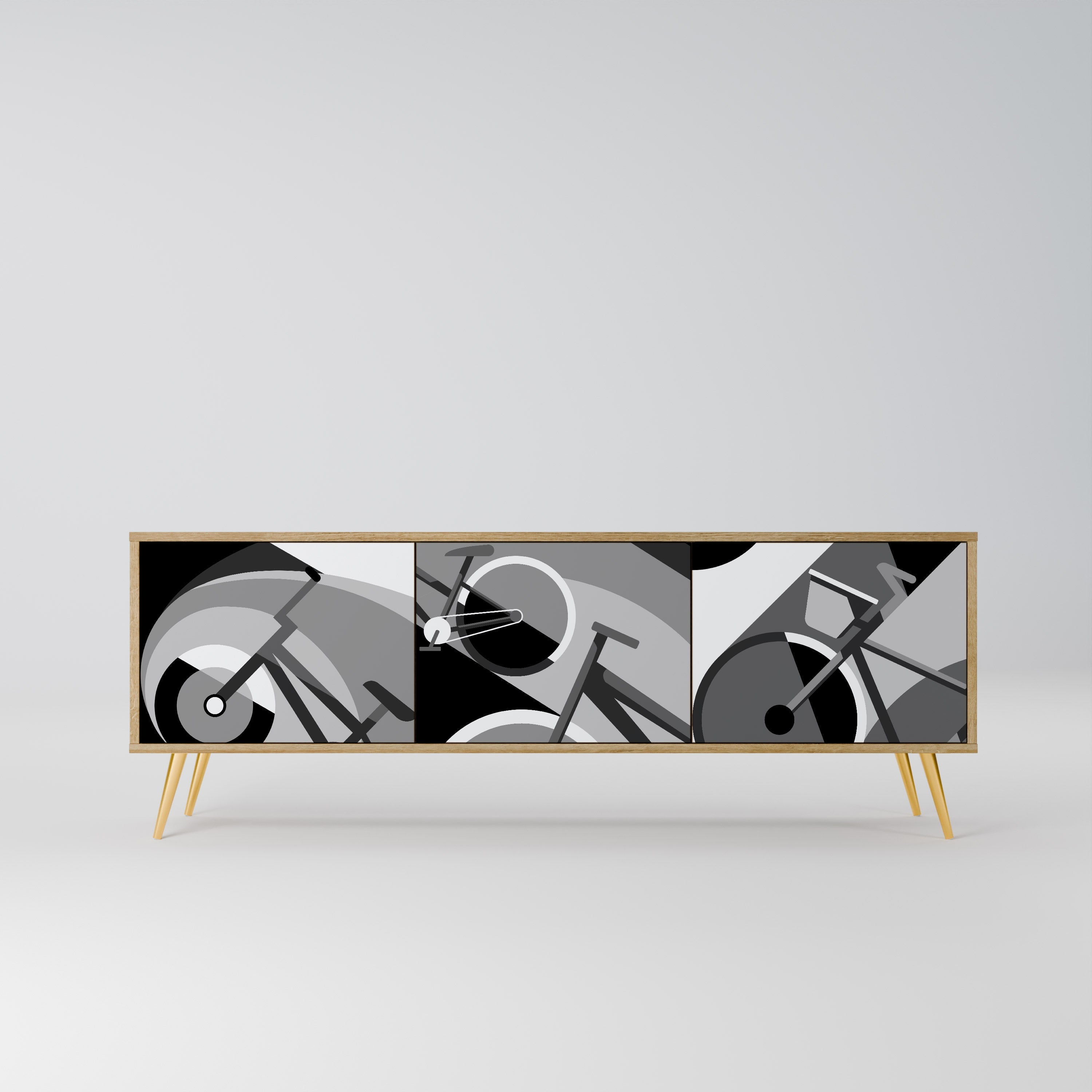 Meuble TV 3 portes BIKE ENERGY effet chêne