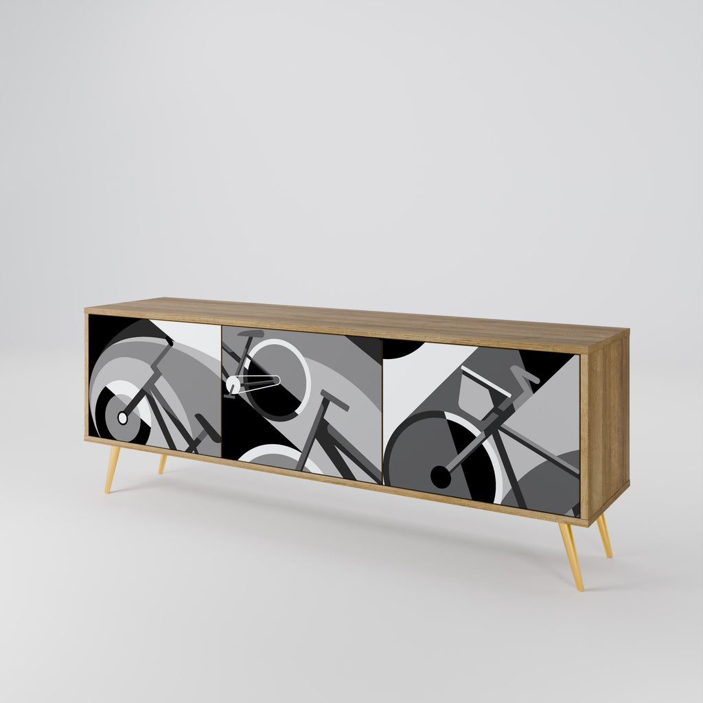 Meuble TV 3 portes BIKE ENERGY effet chêne