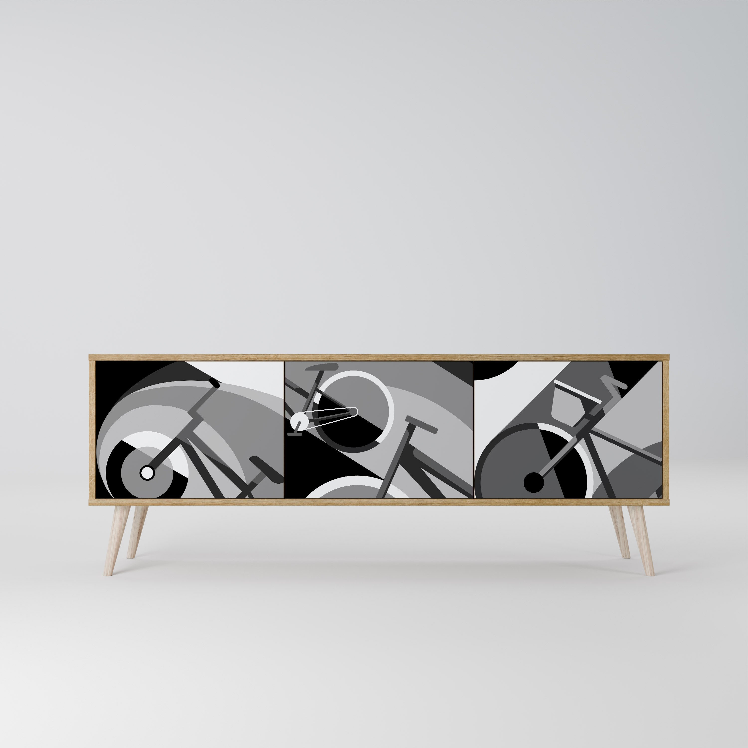 Meuble TV 3 portes BIKE ENERGY effet chêne