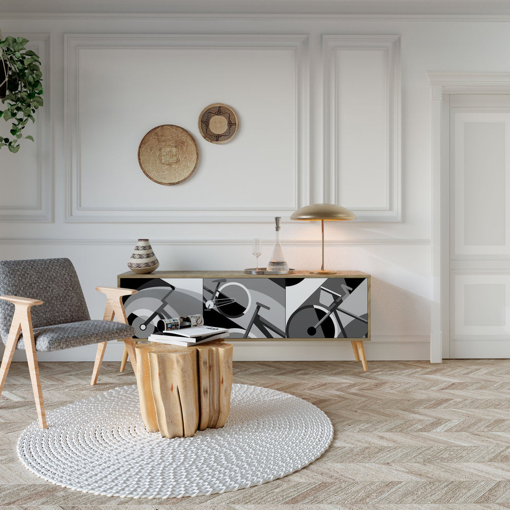 Meuble TV 3 portes BIKE ENERGY effet chêne