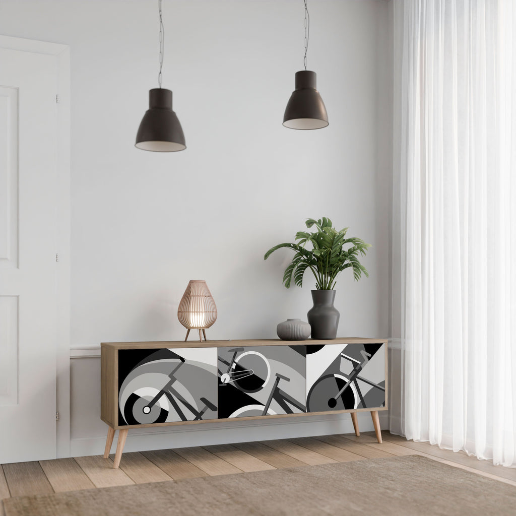 Meuble TV 3 portes BIKE ENERGY effet chêne