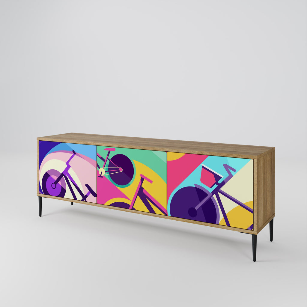 Meuble TV 3 portes BIKE DREAMS effet chêne