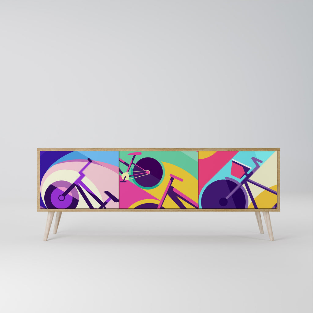 Meuble TV 3 portes BIKE DREAMS effet chêne