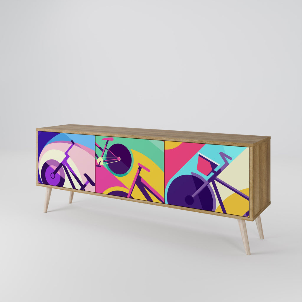 Meuble TV 3 portes BIKE DREAMS effet chêne