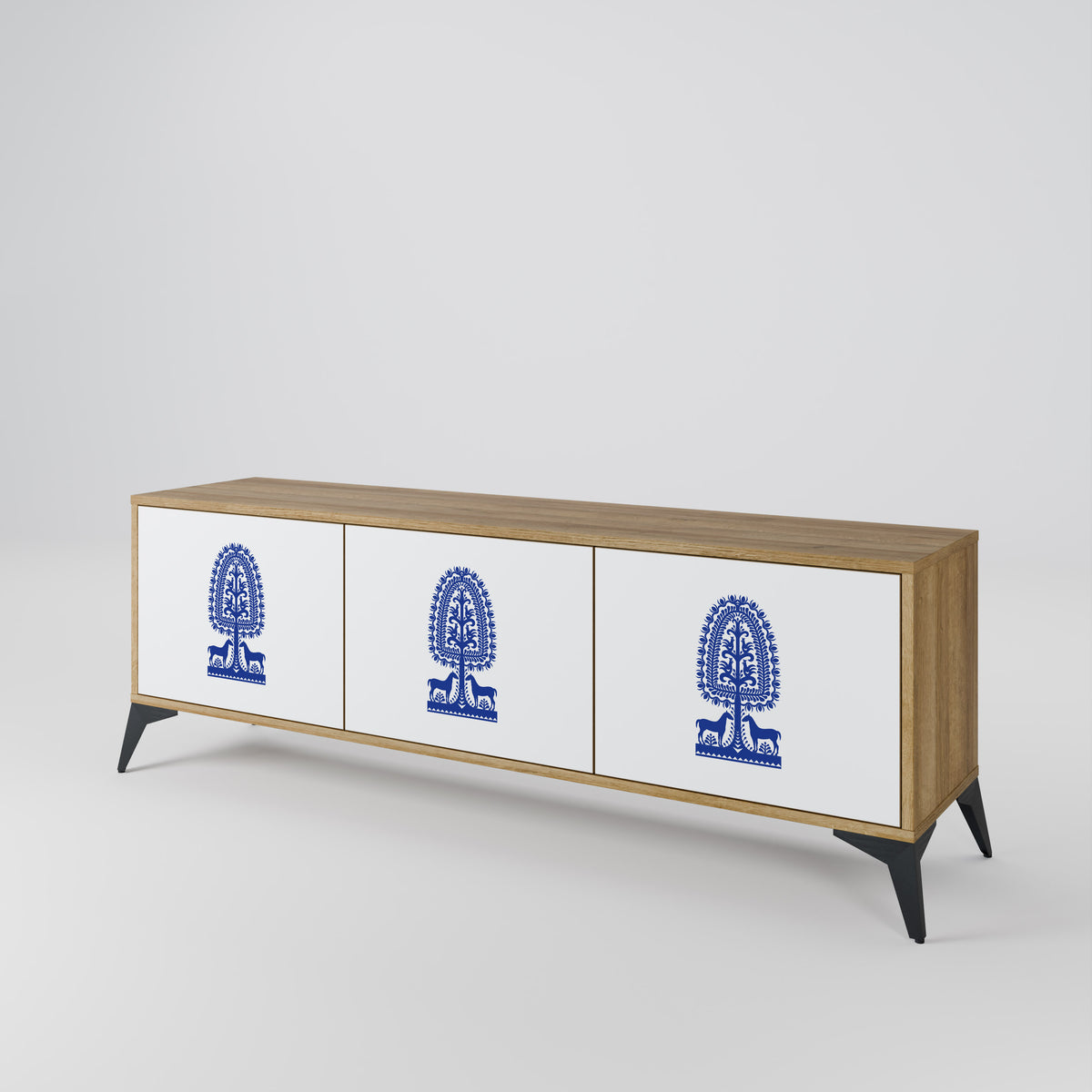 POLISH FOLK ART 3-Door TV Cabinet