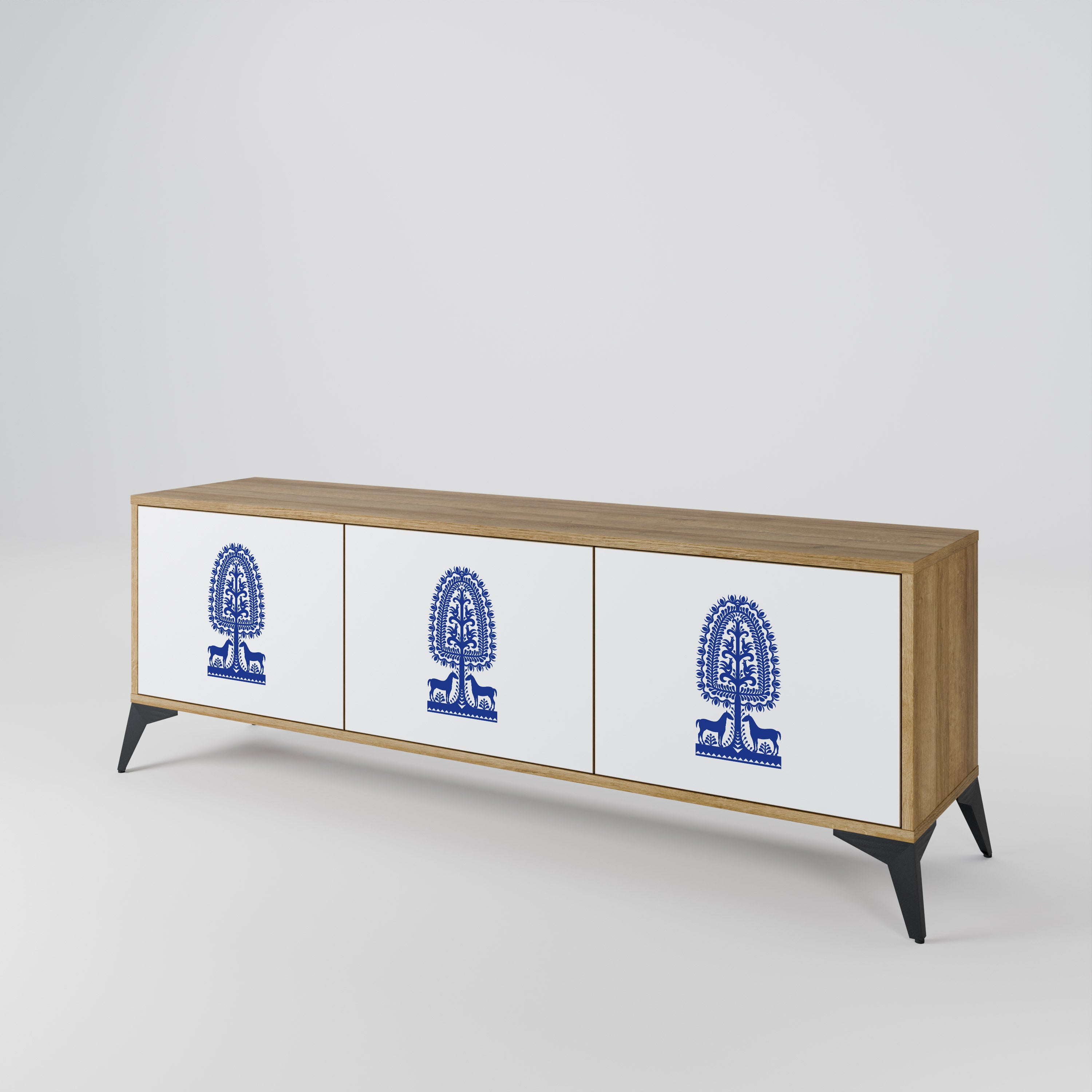 POLISH FOLK ART 3-Door TV Cabinet