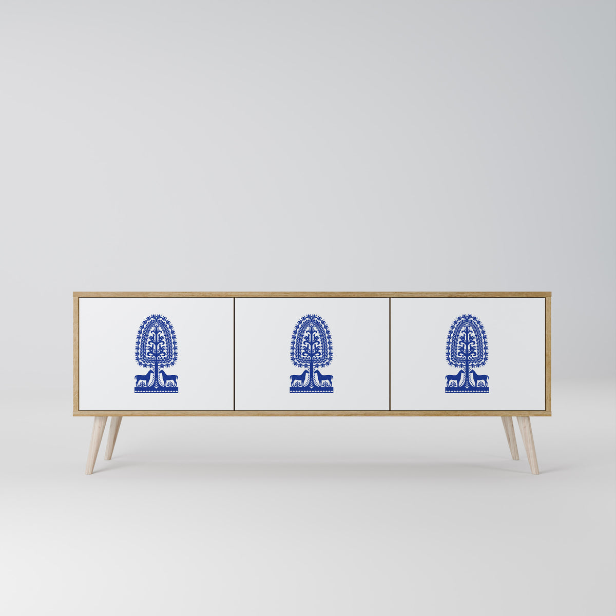 POLISH FOLK ART 3-Door TV Cabinet