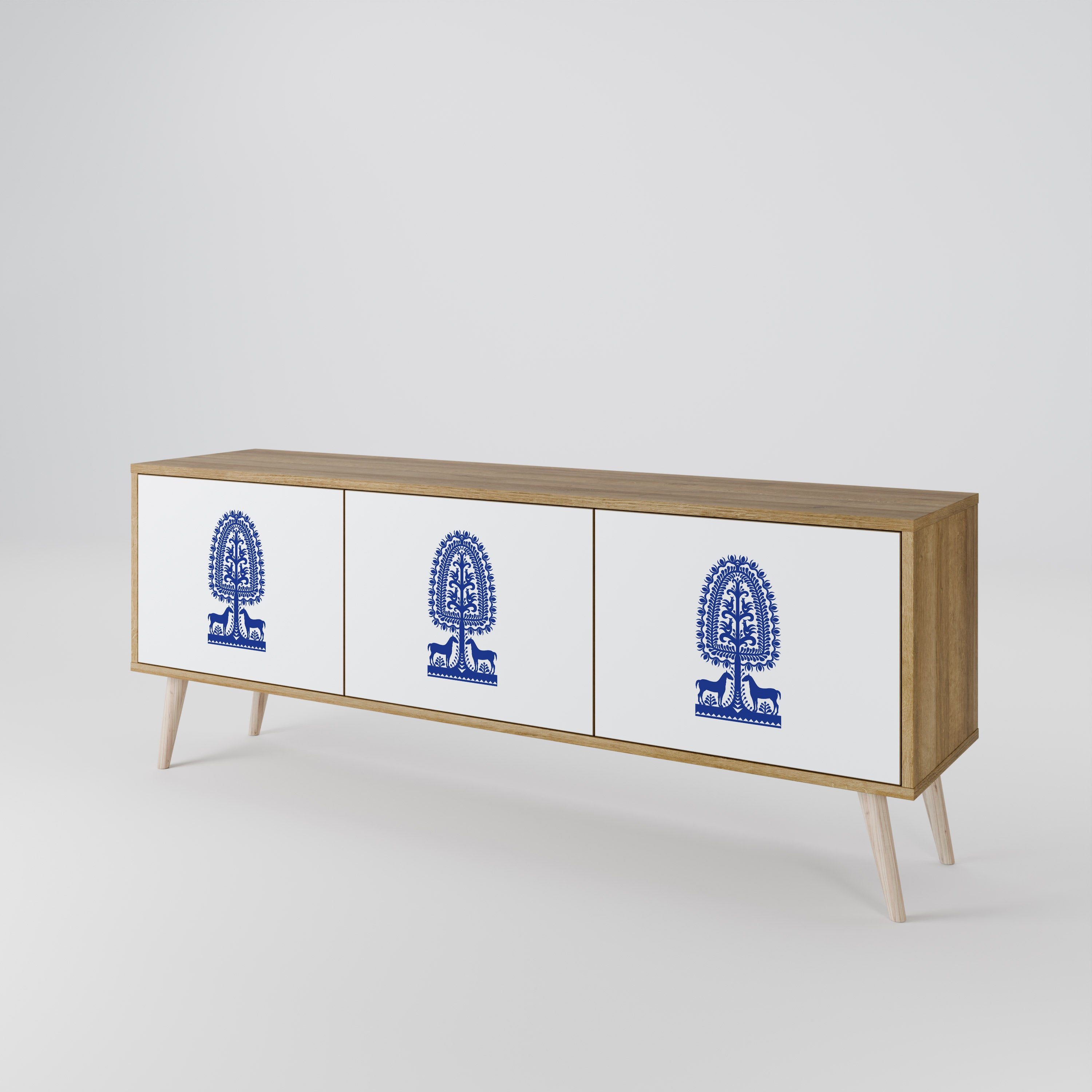 POLISH FOLK ART 3-Door TV Cabinet