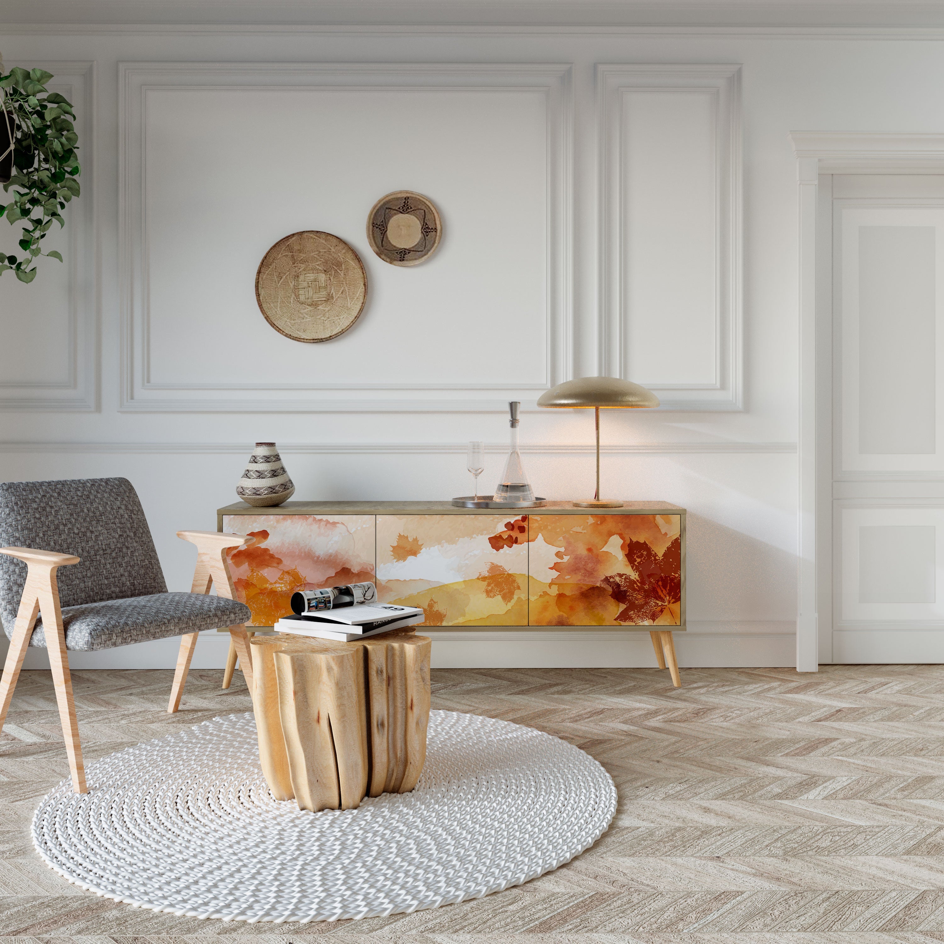 Meuble TV 3 portes effet chêne TRACES OF AUTUMN