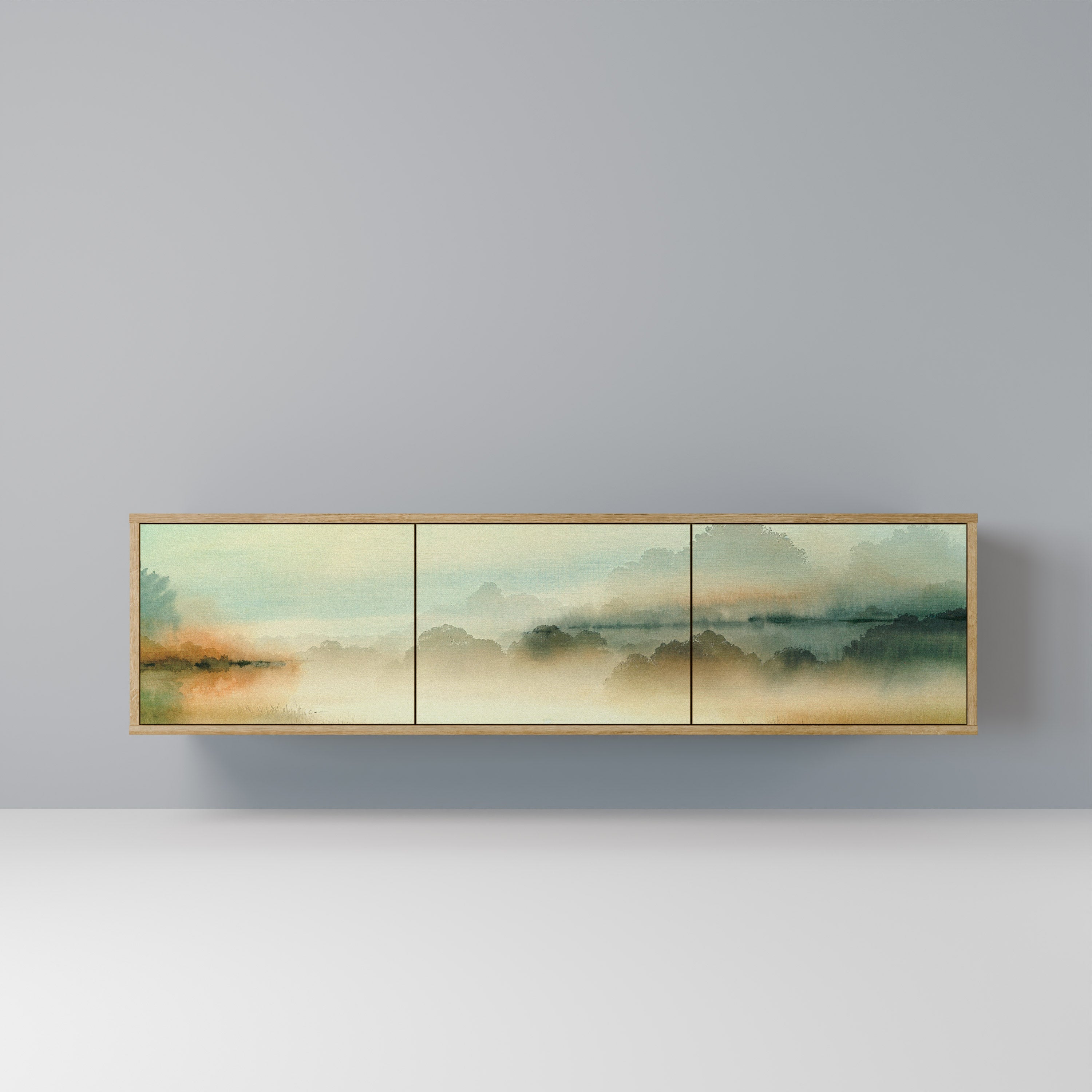 Meuble TV 3 portes MORNING BY THE LAKE effet chêne