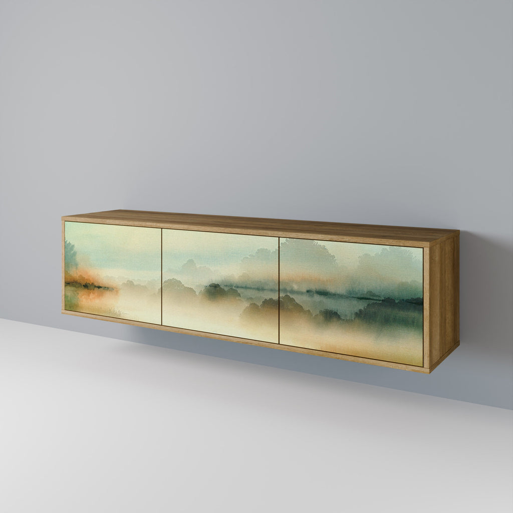 Meuble TV 3 portes MORNING BY THE LAKE effet chêne