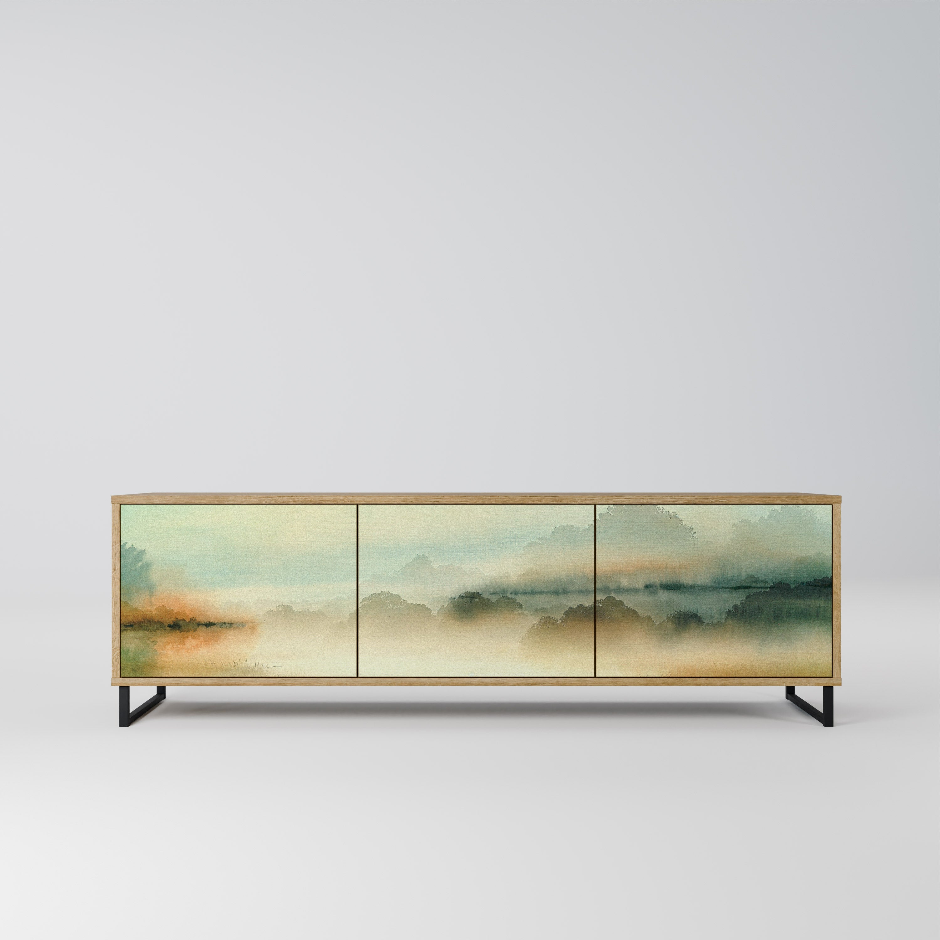 Meuble TV 3 portes MORNING BY THE LAKE effet chêne