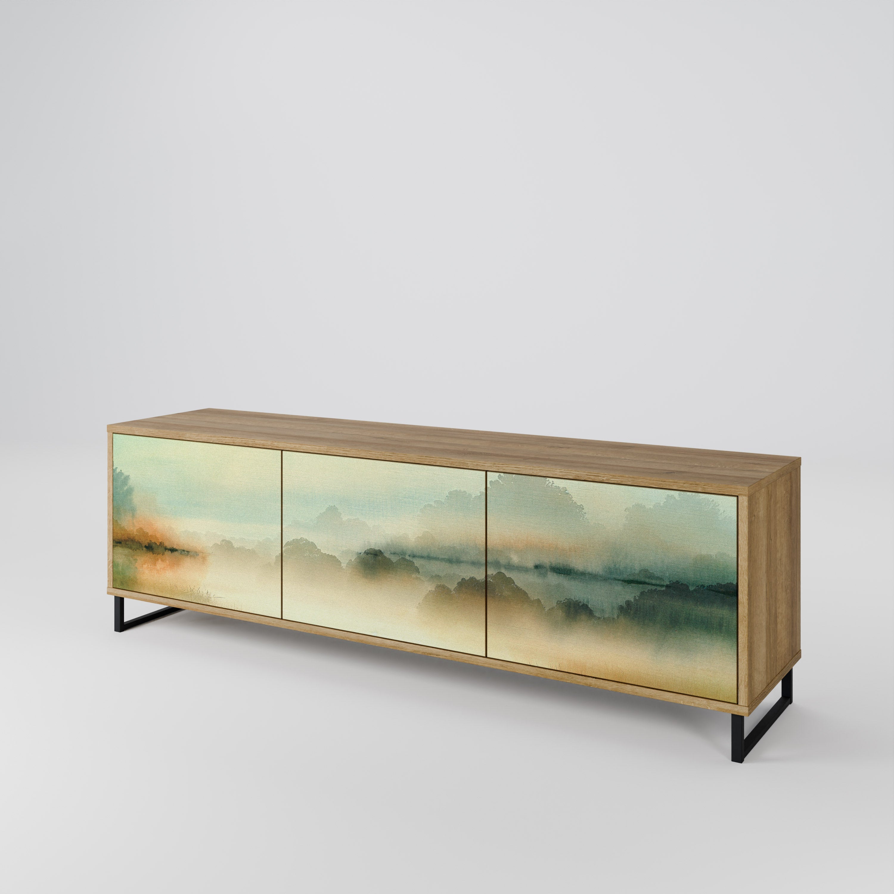 Meuble TV 3 portes MORNING BY THE LAKE effet chêne