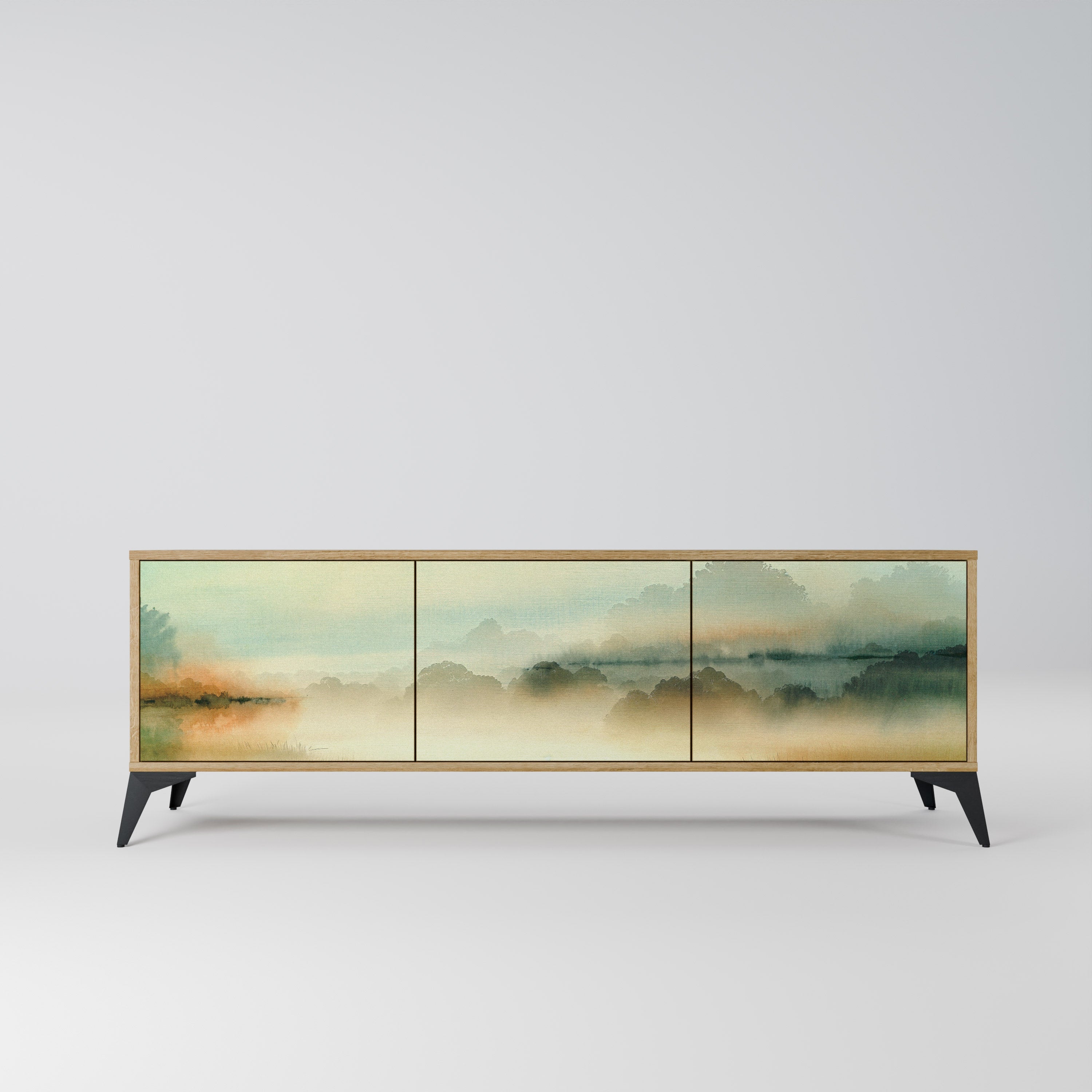 Meuble TV 3 portes MORNING BY THE LAKE effet chêne