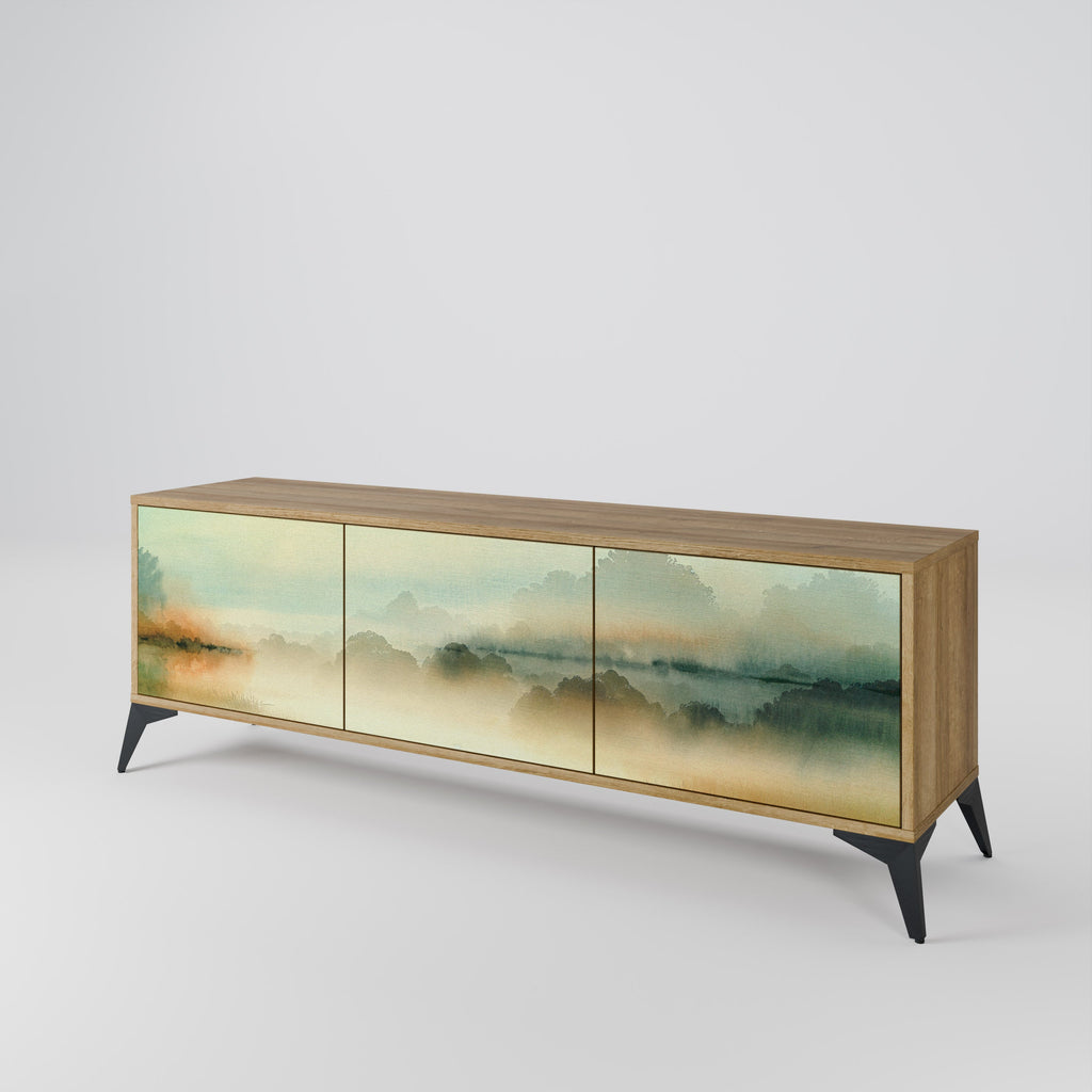 Meuble TV 3 portes MORNING BY THE LAKE effet chêne