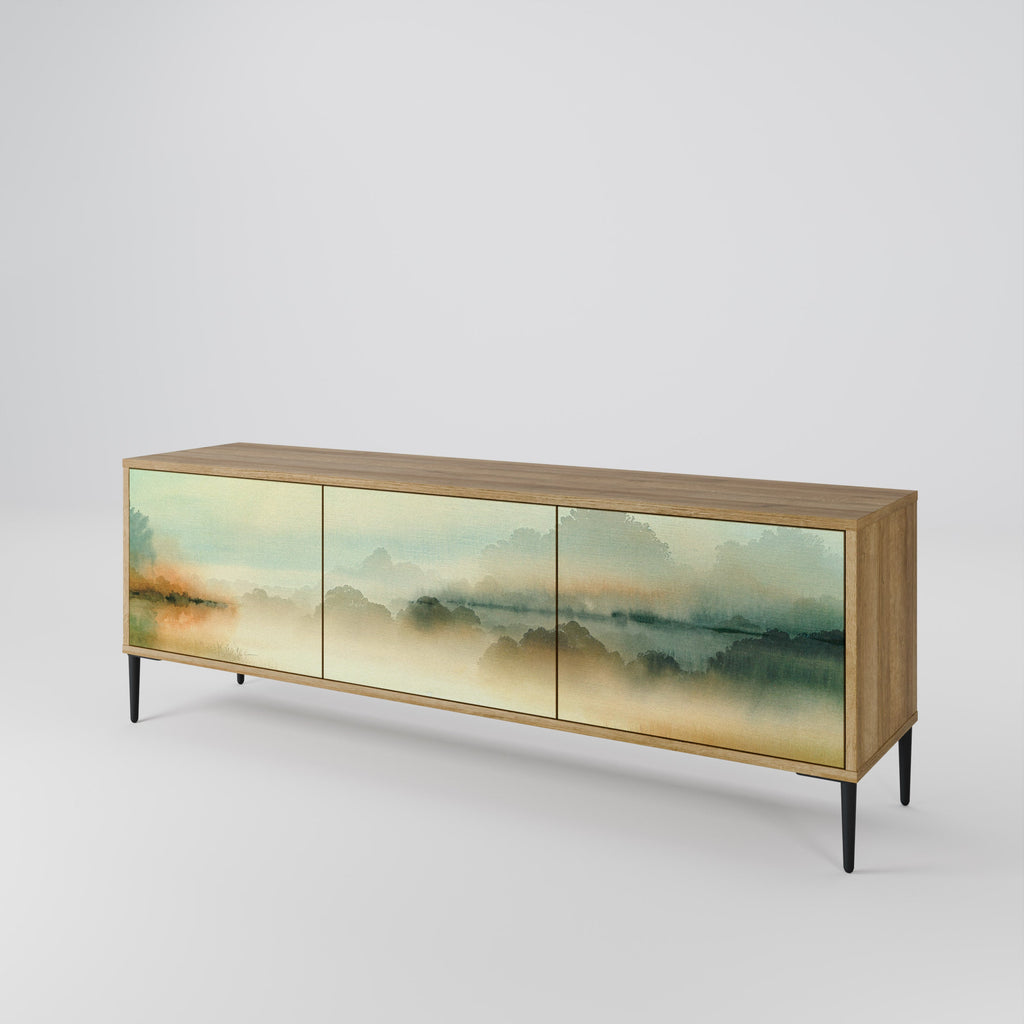 Meuble TV 3 portes MORNING BY THE LAKE effet chêne