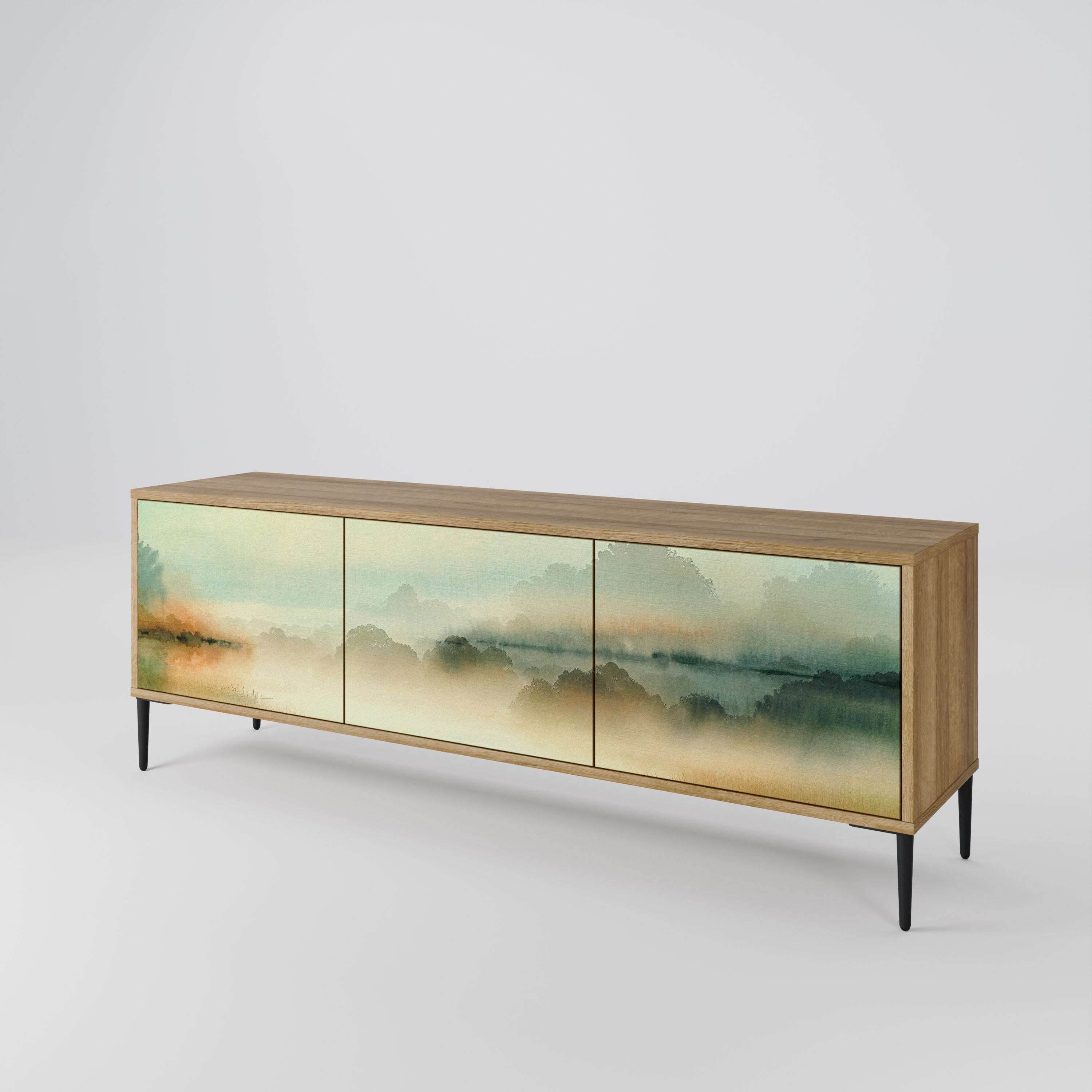 Meuble TV 3 portes MORNING BY THE LAKE effet chêne
