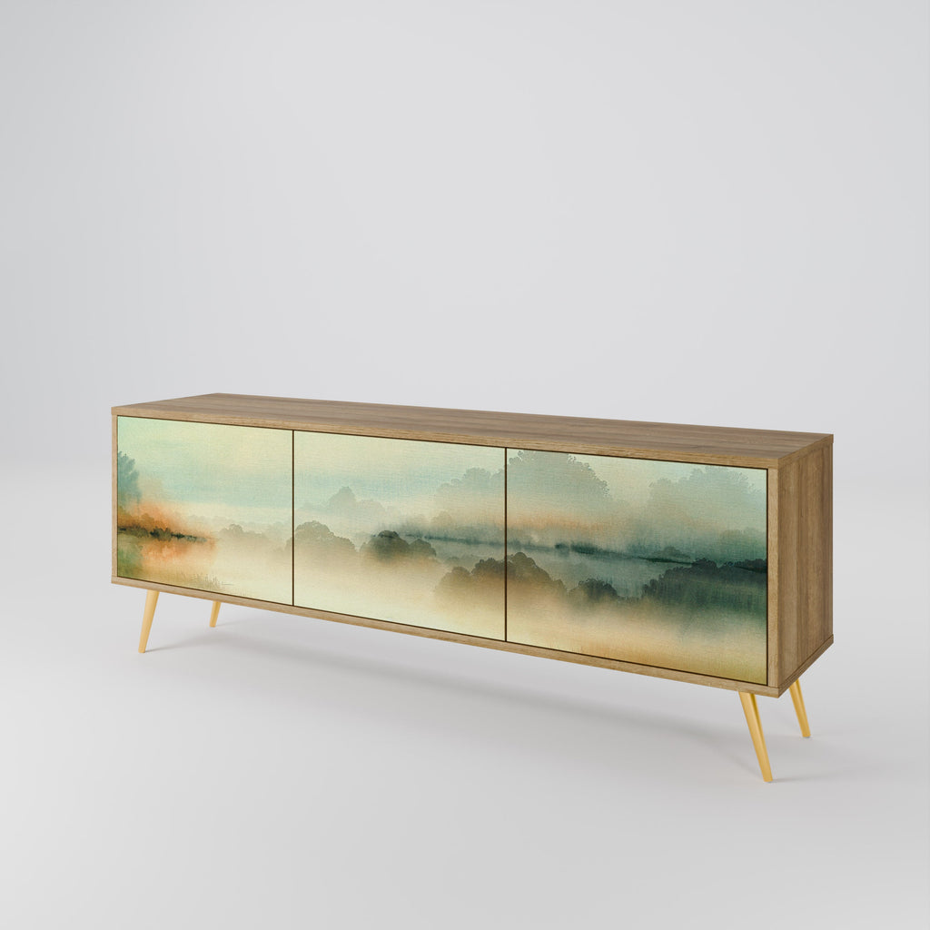 Meuble TV 3 portes MORNING BY THE LAKE effet chêne