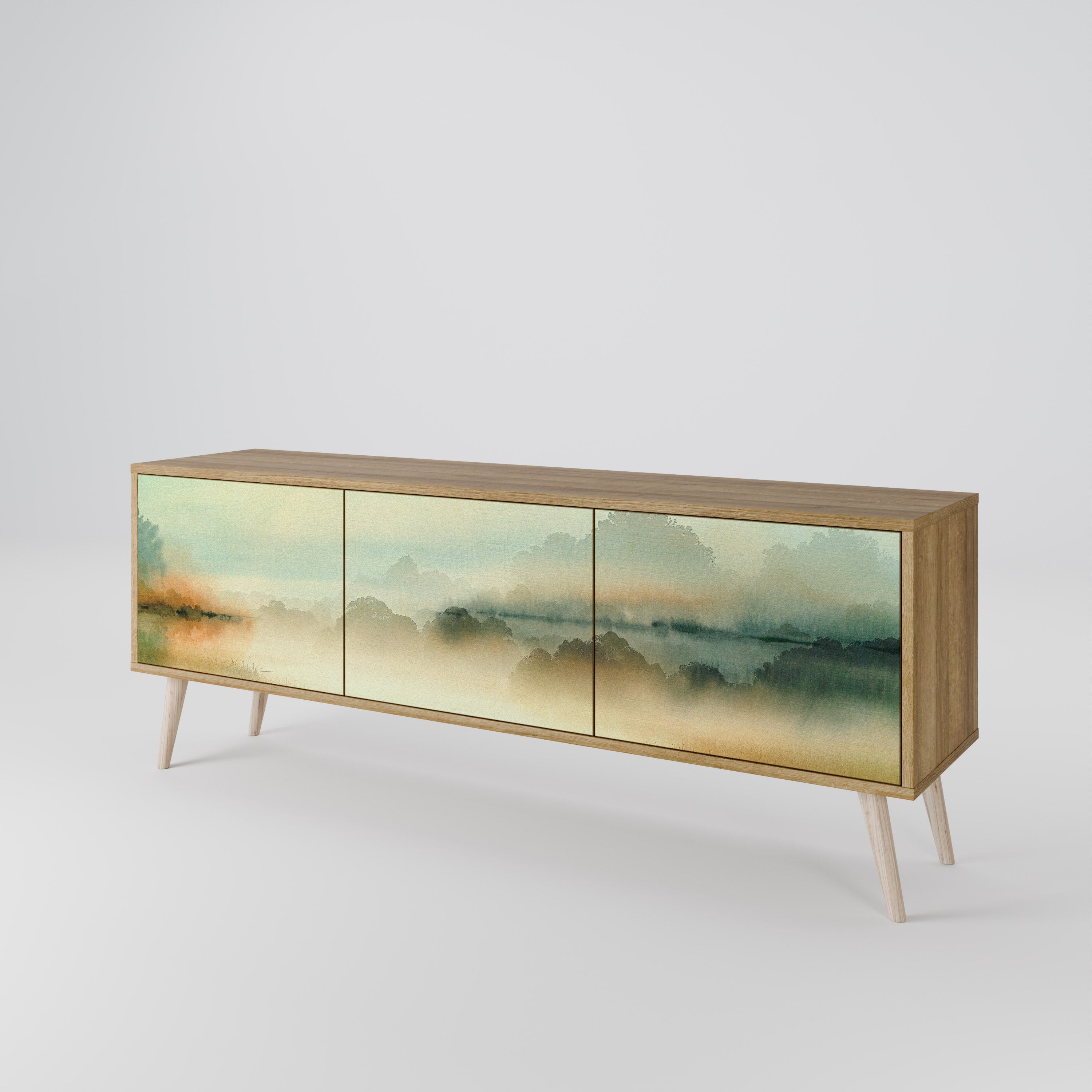 Meuble TV 3 portes MORNING BY THE LAKE effet chêne