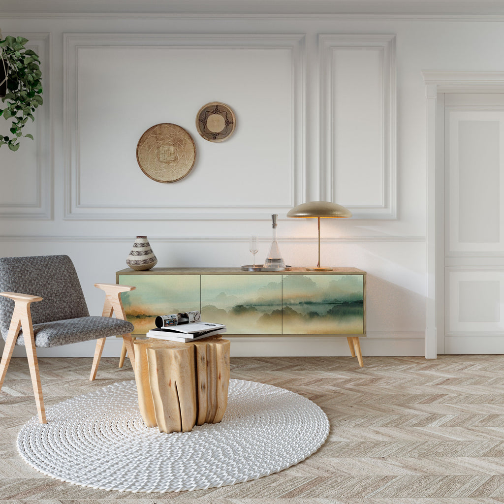 Meuble TV 3 portes MORNING BY THE LAKE effet chêne