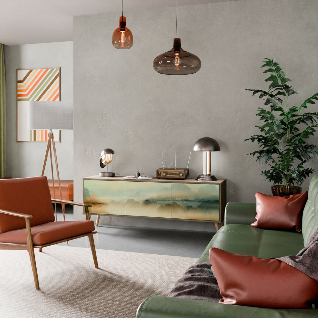 Meuble TV 3 portes MORNING BY THE LAKE effet chêne