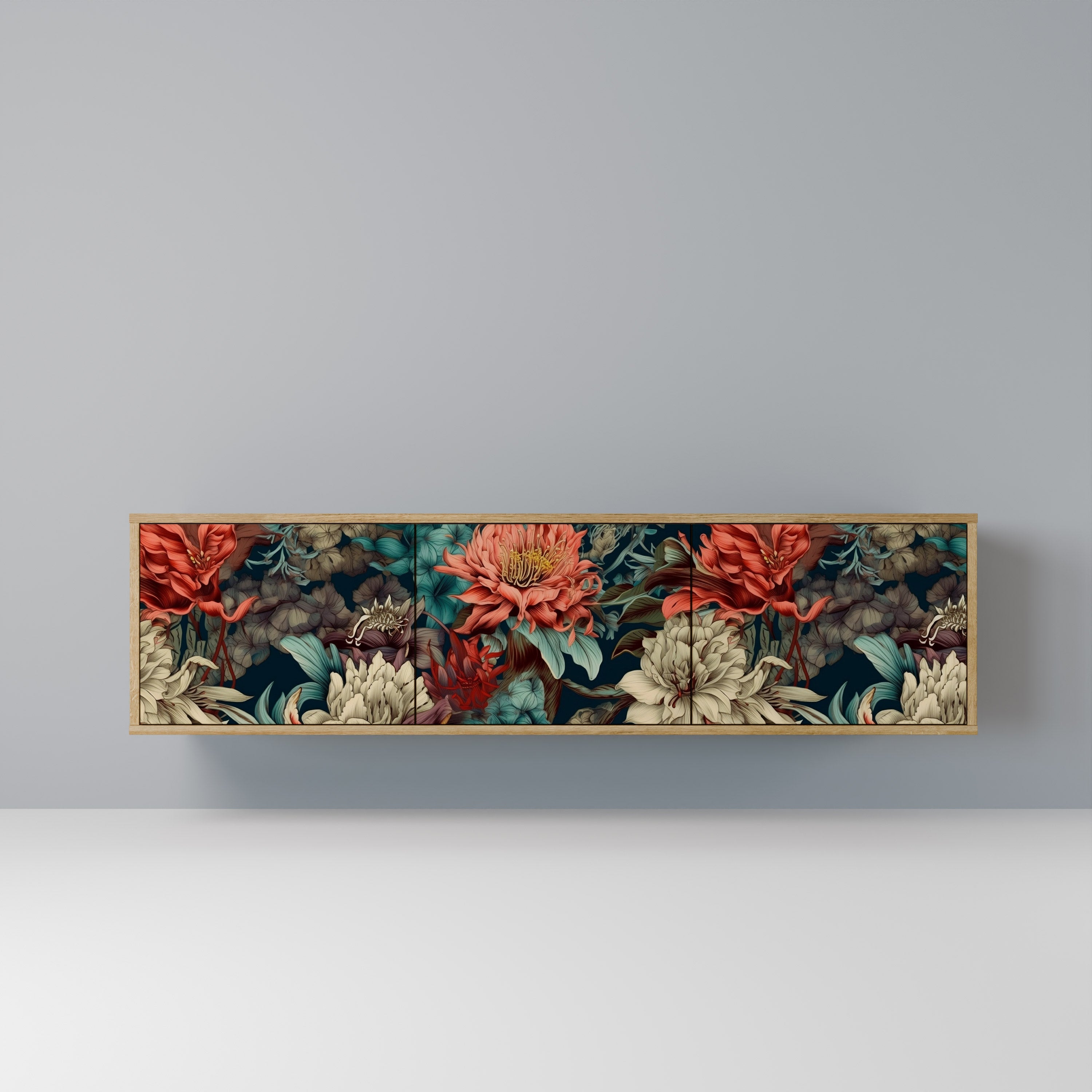 Meuble TV 3 portes SPROUTING GRACE effet chêne