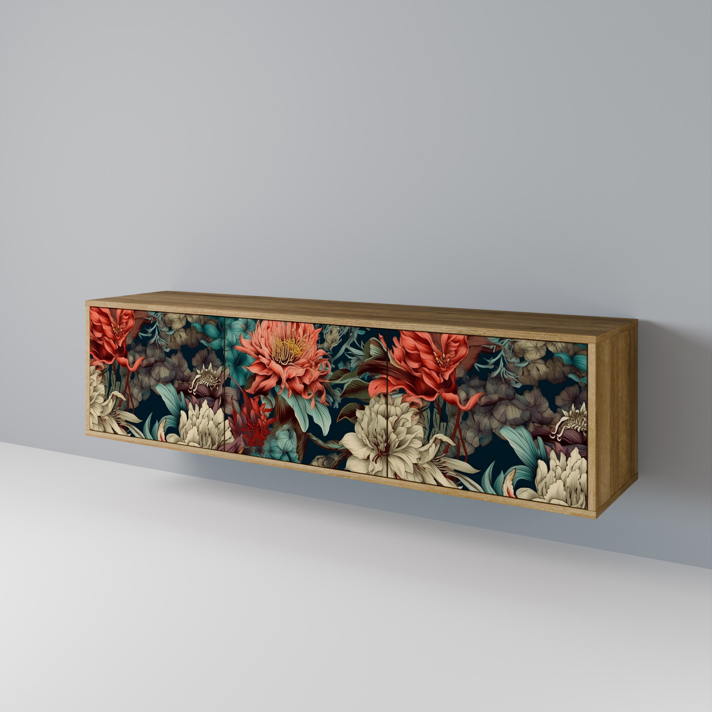 Meuble TV 3 portes SPROUTING GRACE effet chêne