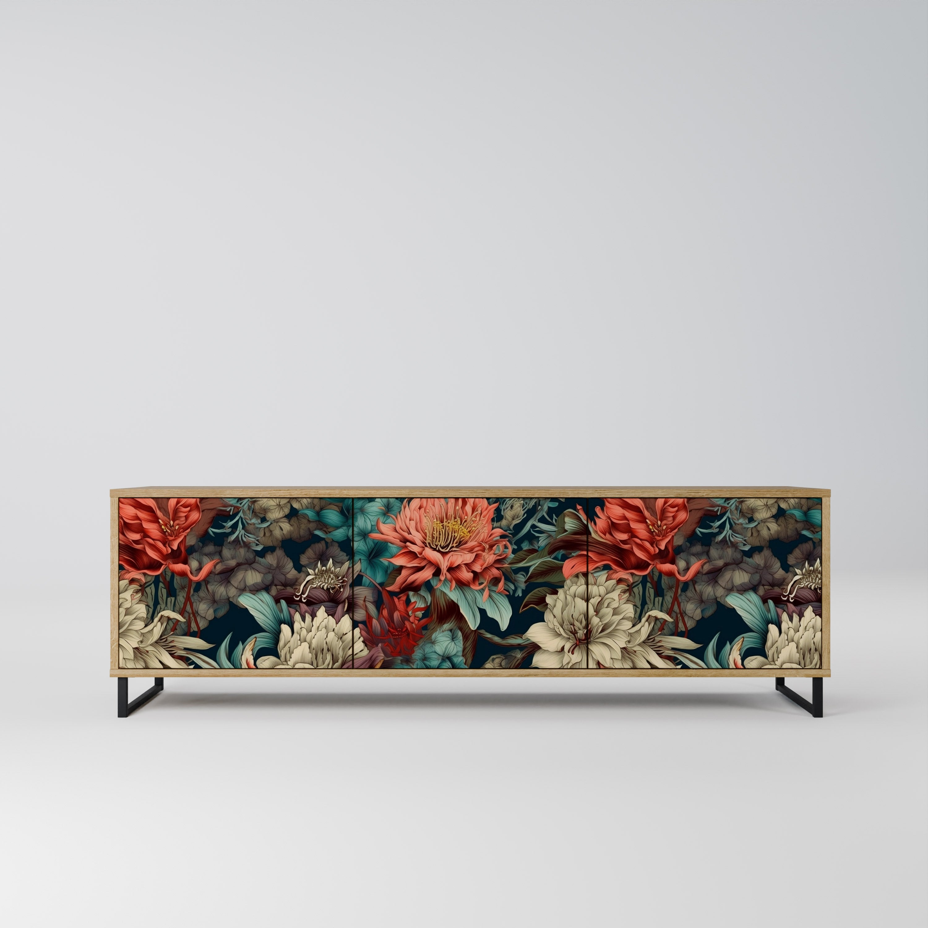 Meuble TV 3 portes SPROUTING GRACE effet chêne