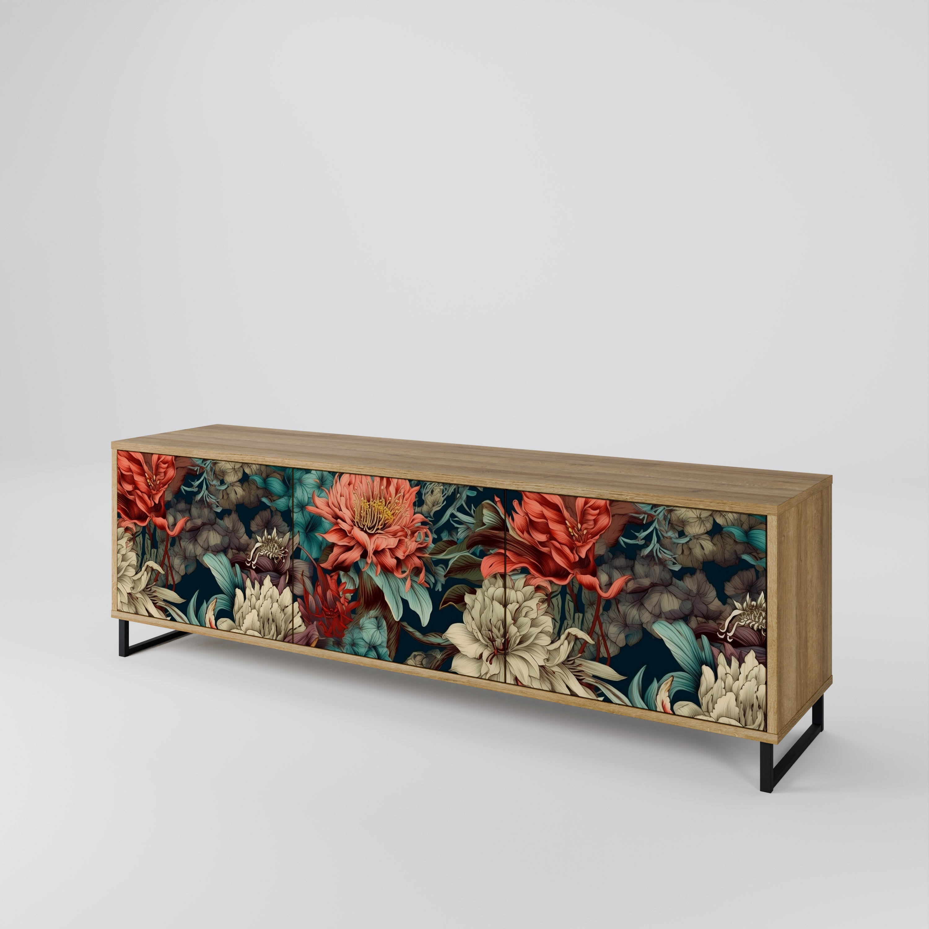 Meuble TV 3 portes SPROUTING GRACE effet chêne