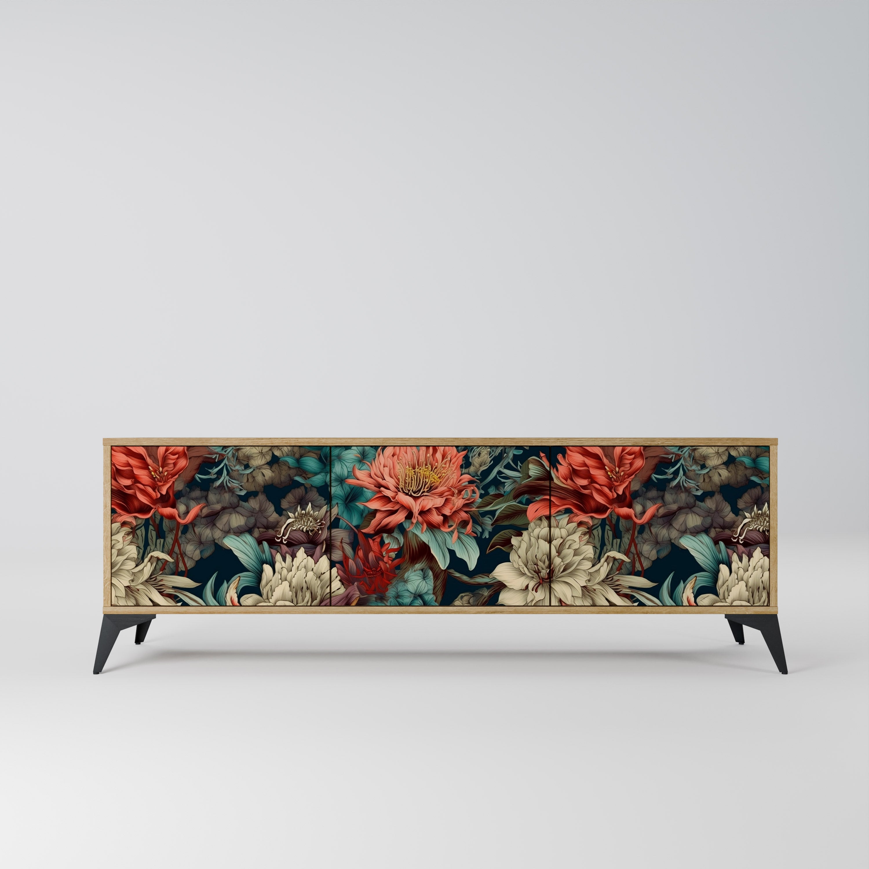 Meuble TV 3 portes SPROUTING GRACE effet chêne