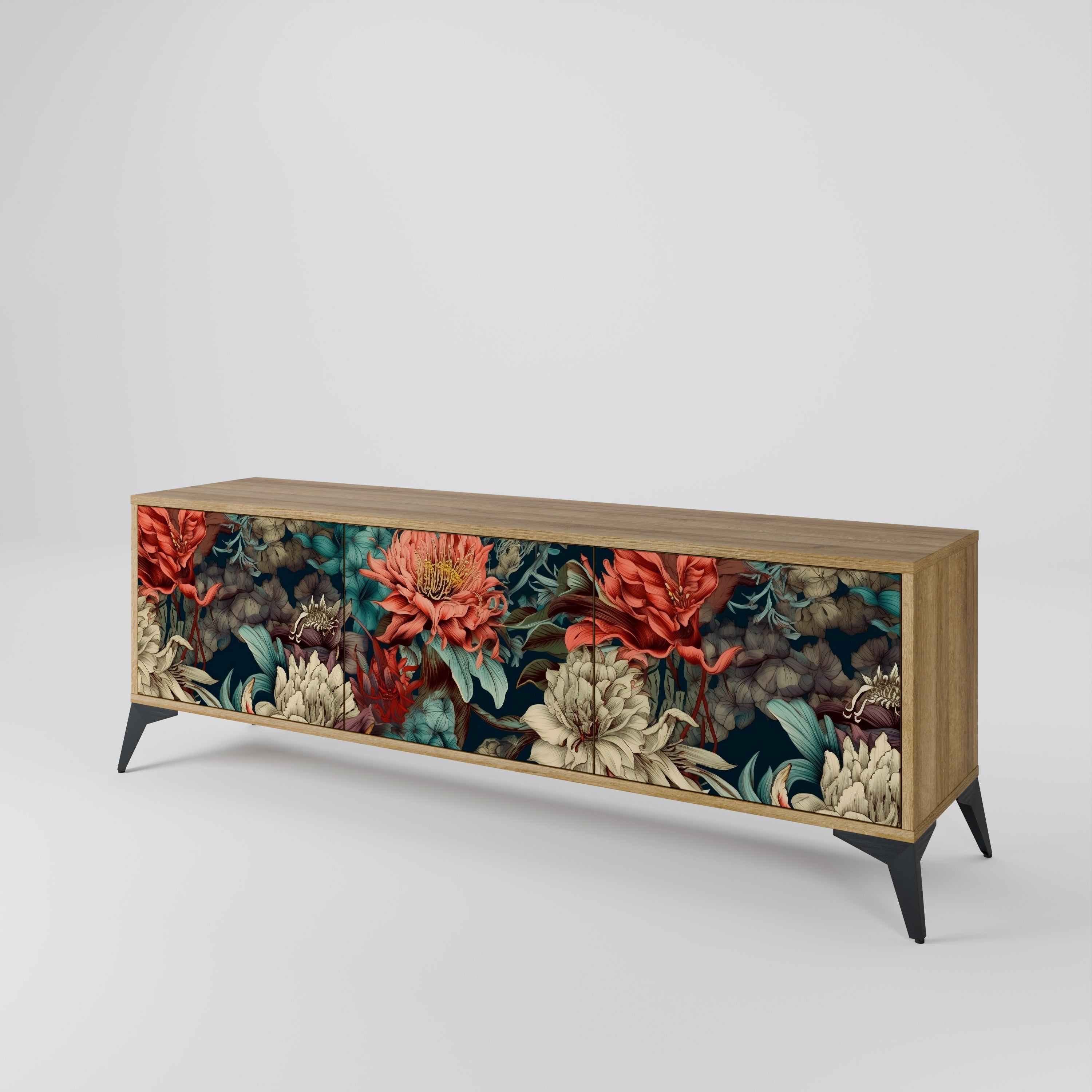 Meuble TV 3 portes SPROUTING GRACE effet chêne