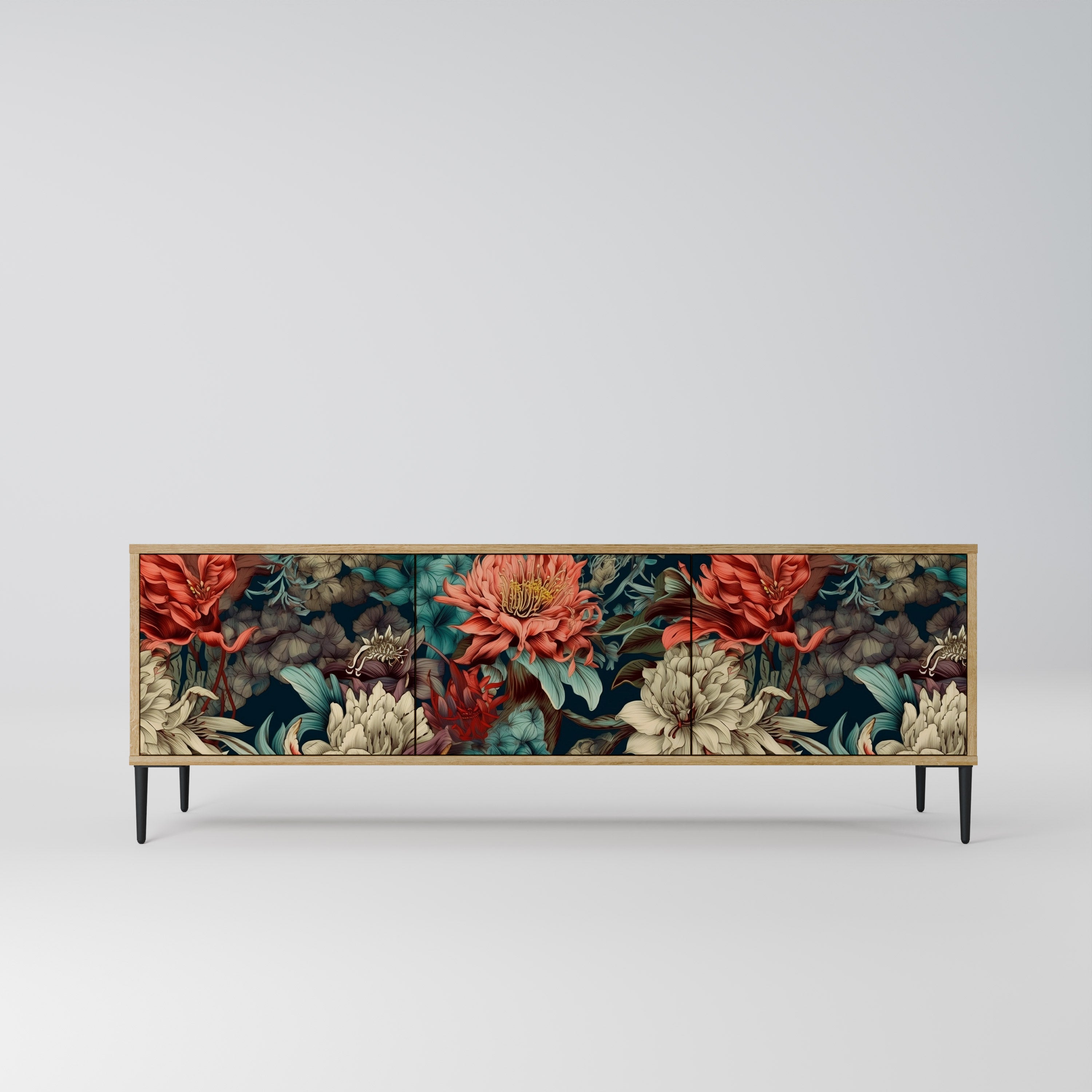 Meuble TV 3 portes SPROUTING GRACE effet chêne