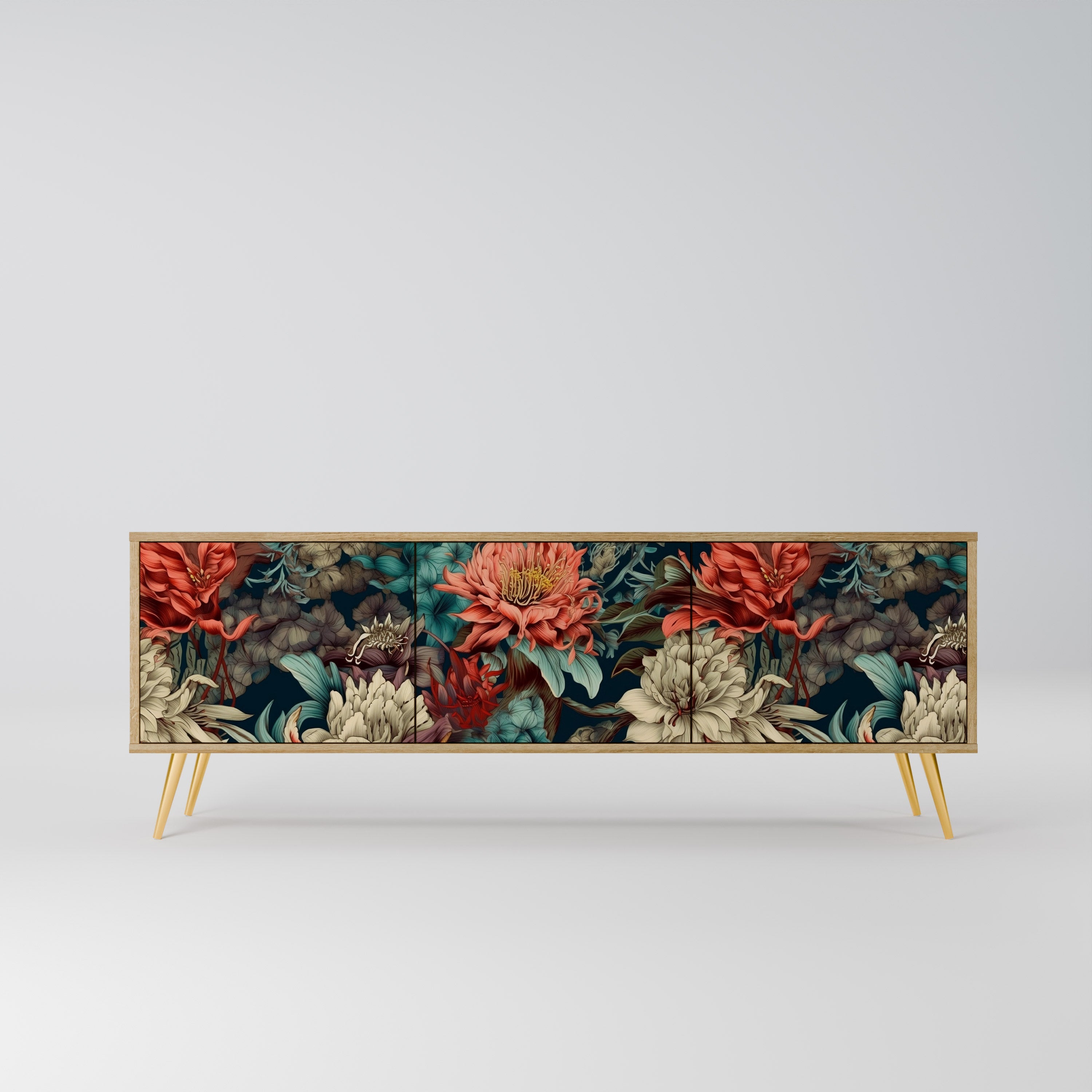 Meuble TV 3 portes SPROUTING GRACE effet chêne