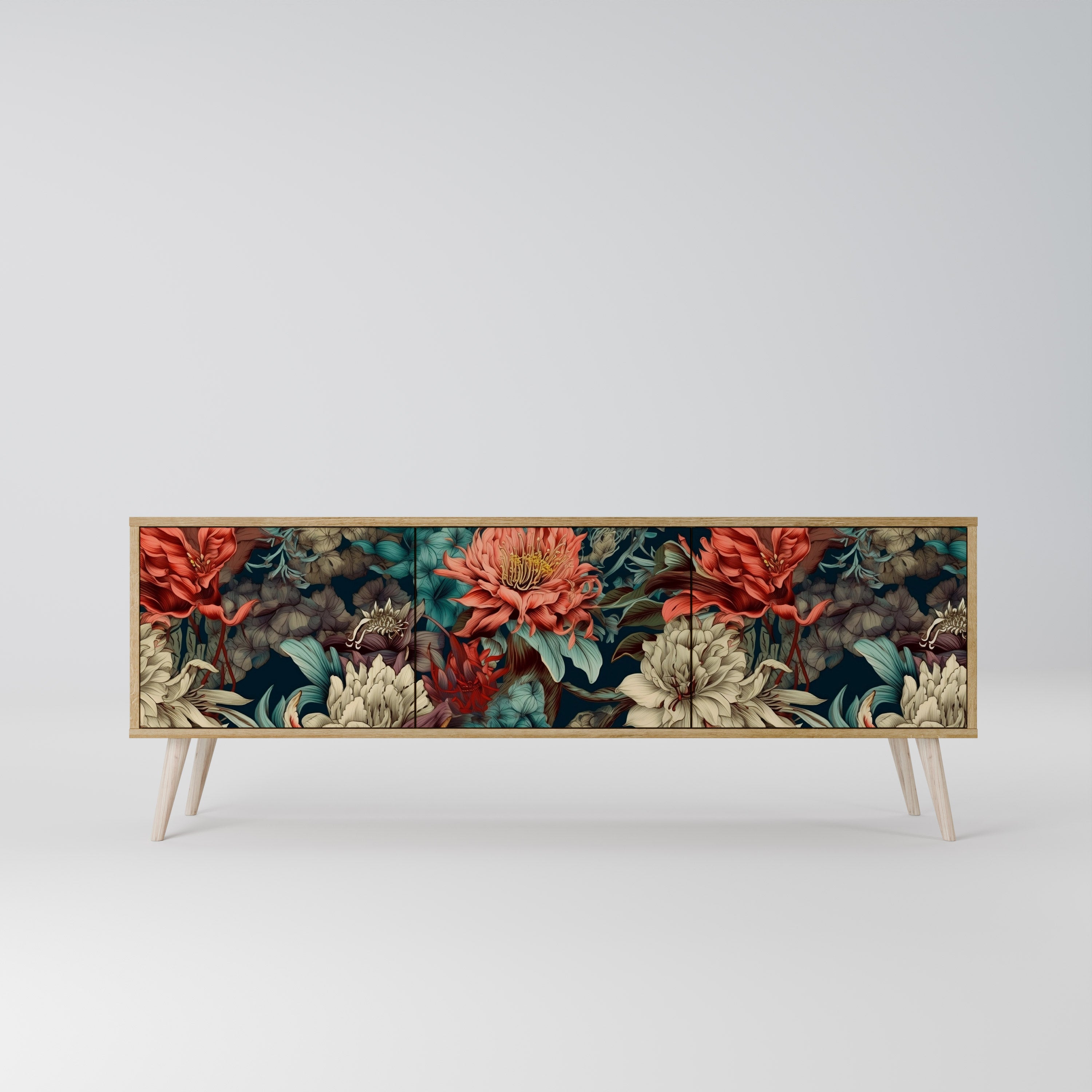 Meuble TV 3 portes SPROUTING GRACE effet chêne