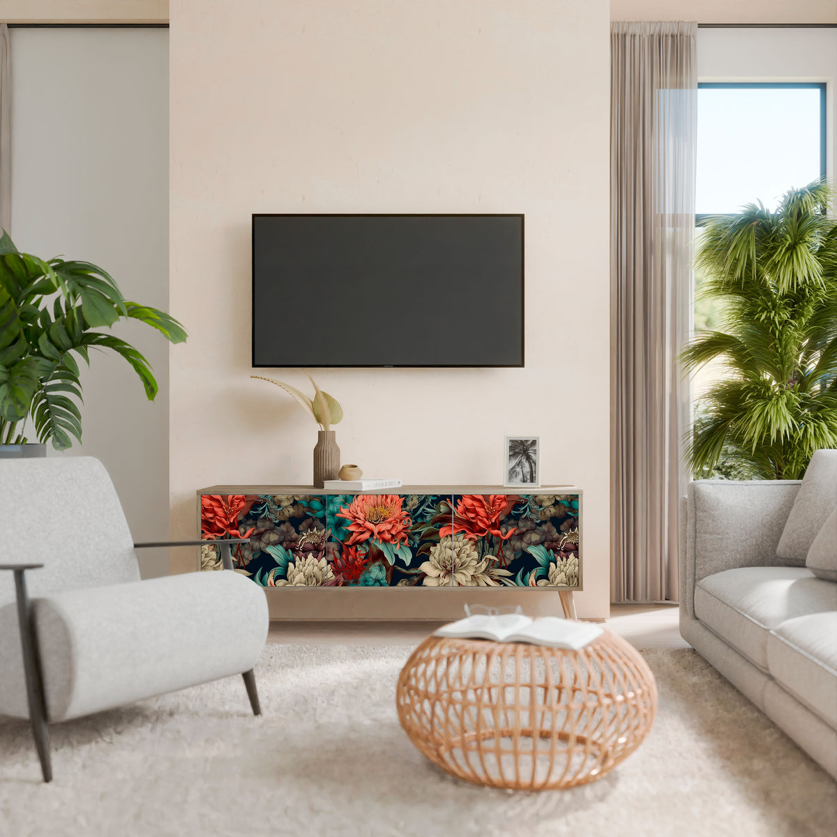 SPROUTING GRACE 3-Door TV Cabinet