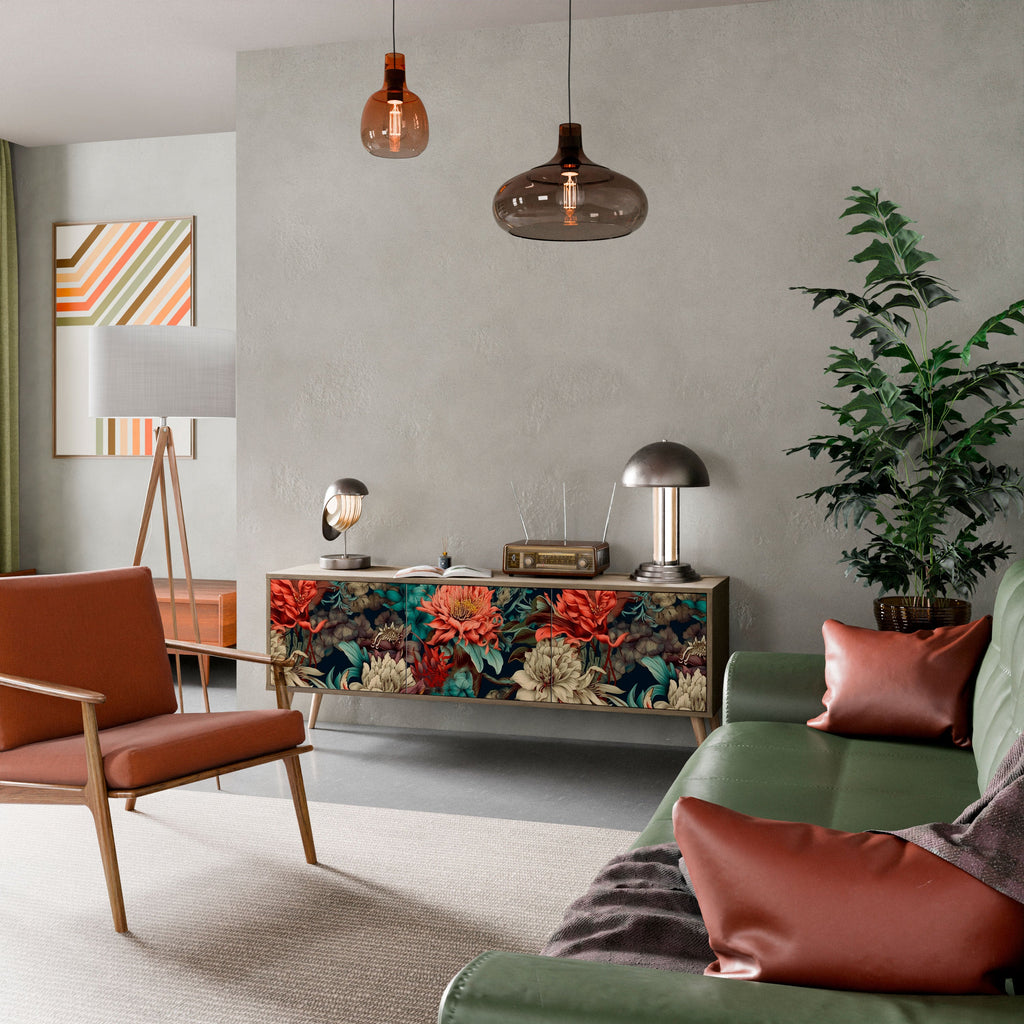 Meuble TV 3 portes SPROUTING GRACE effet chêne