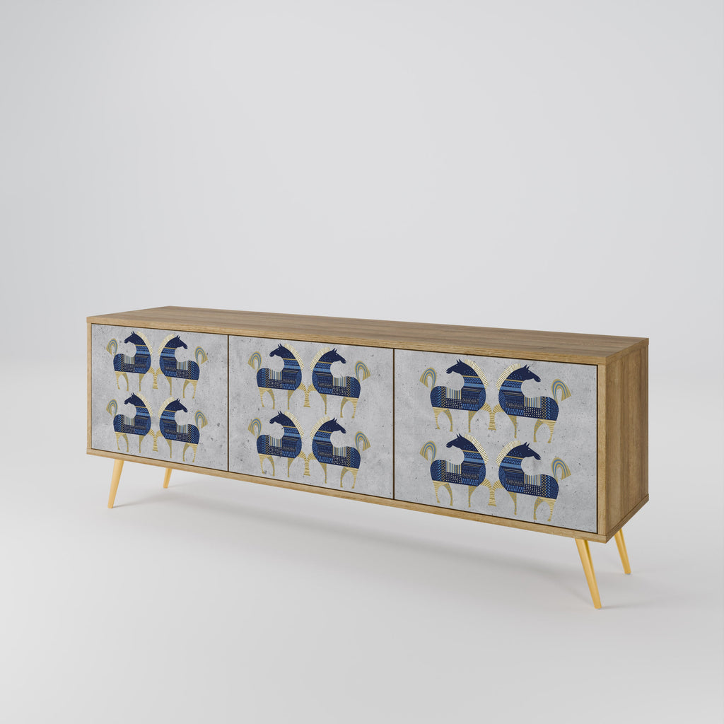 Meuble TV 3 portes MAJESTIC STEED effet chêne