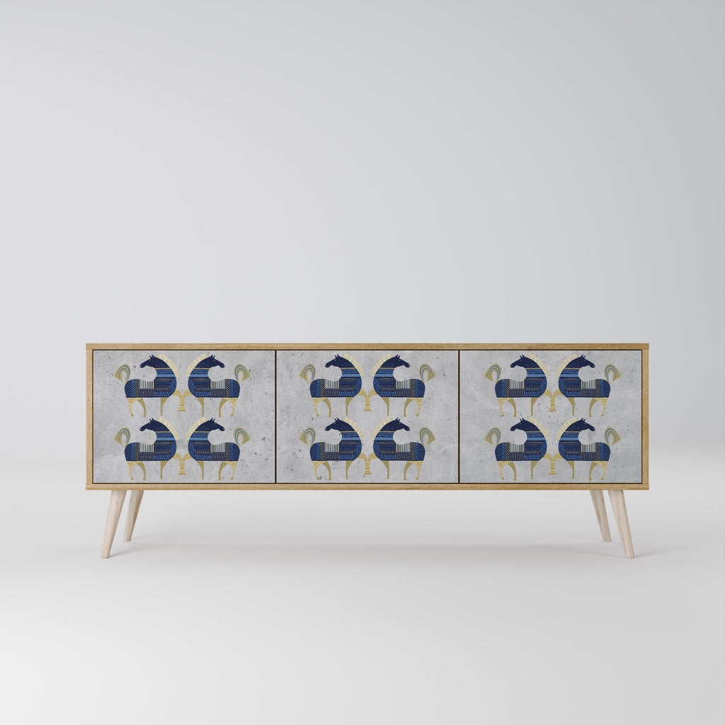 Meuble TV 3 portes MAJESTIC STEED effet chêne