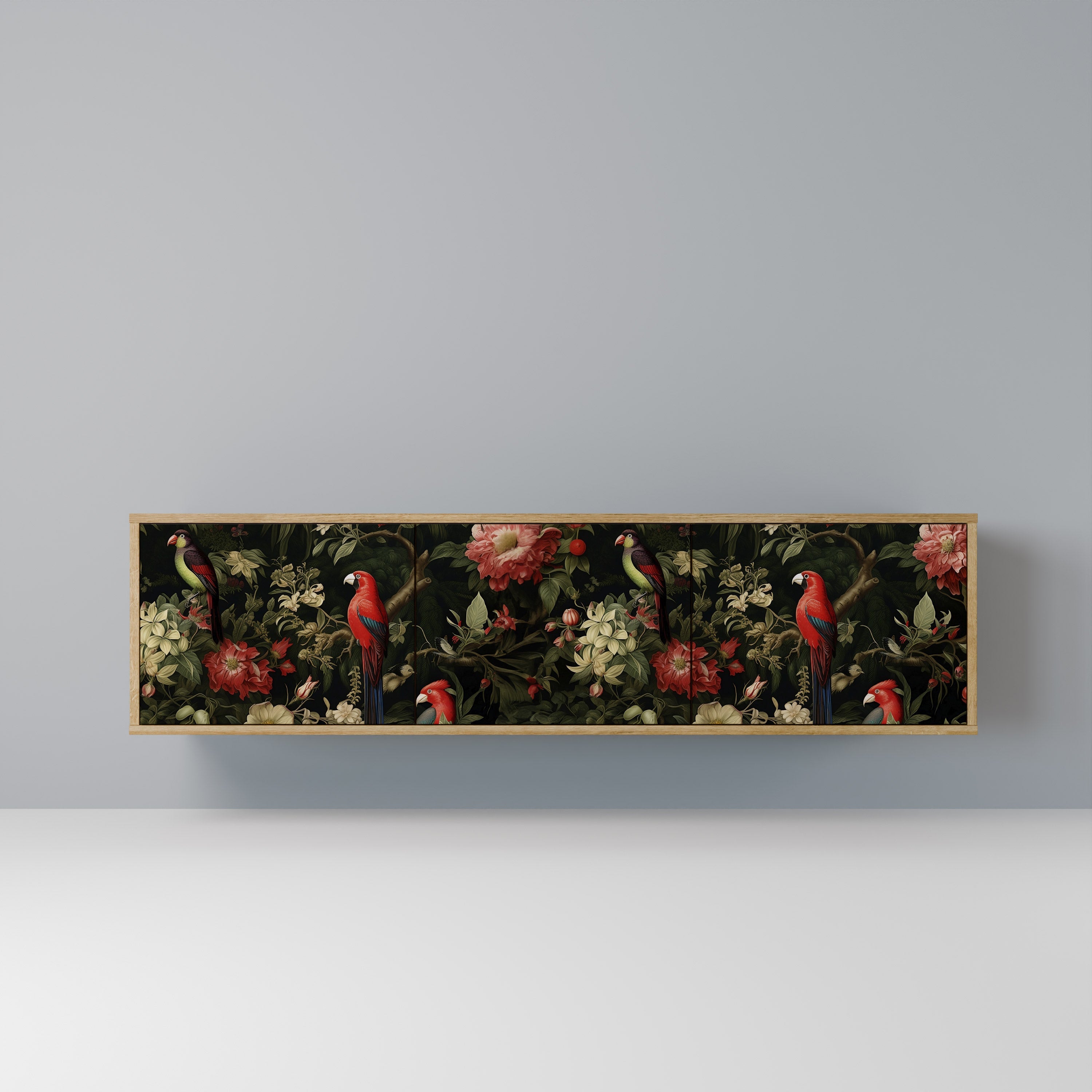 Meuble TV 3 portes AVIAN GREENERY effet chêne