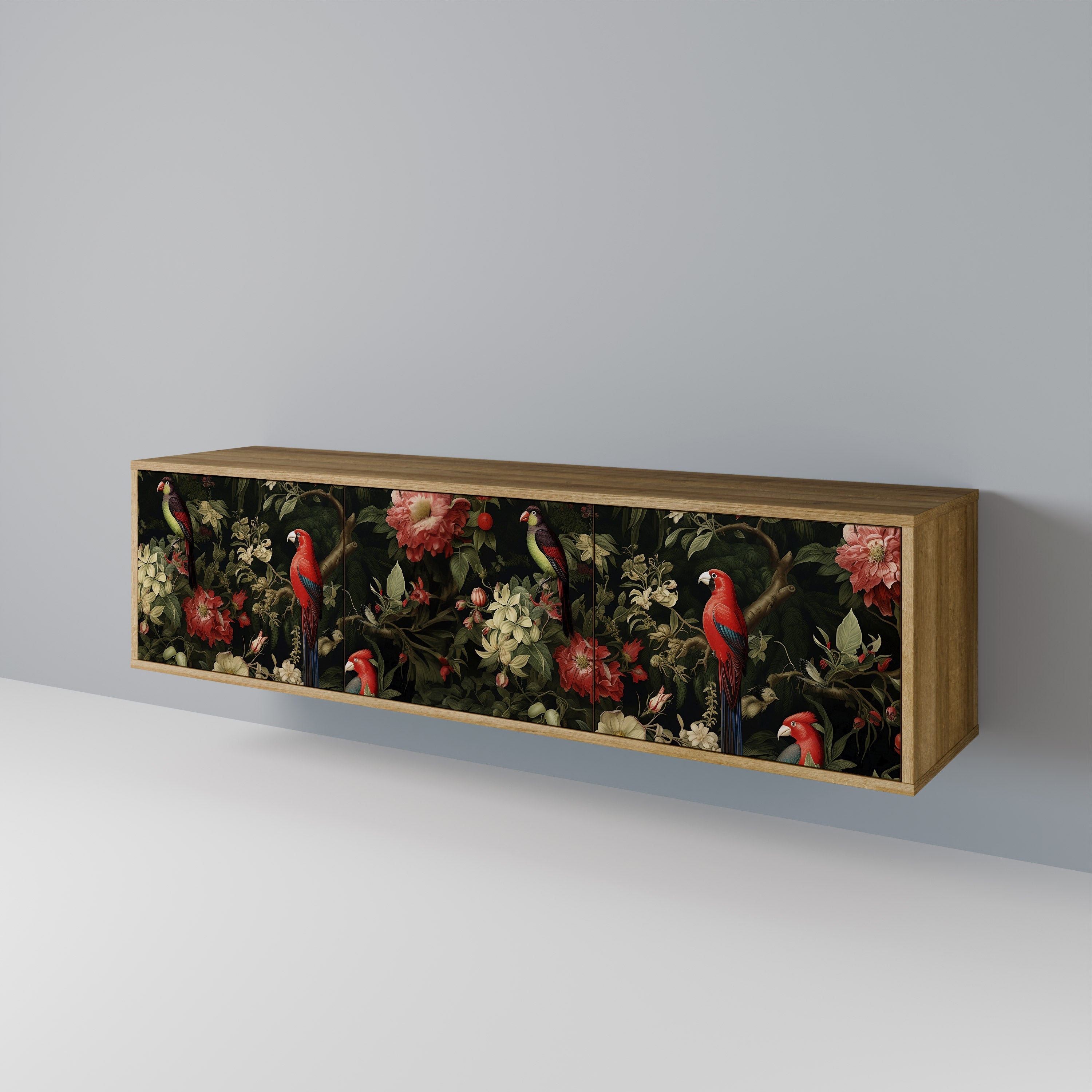 Meuble TV 3 portes AVIAN GREENERY effet chêne