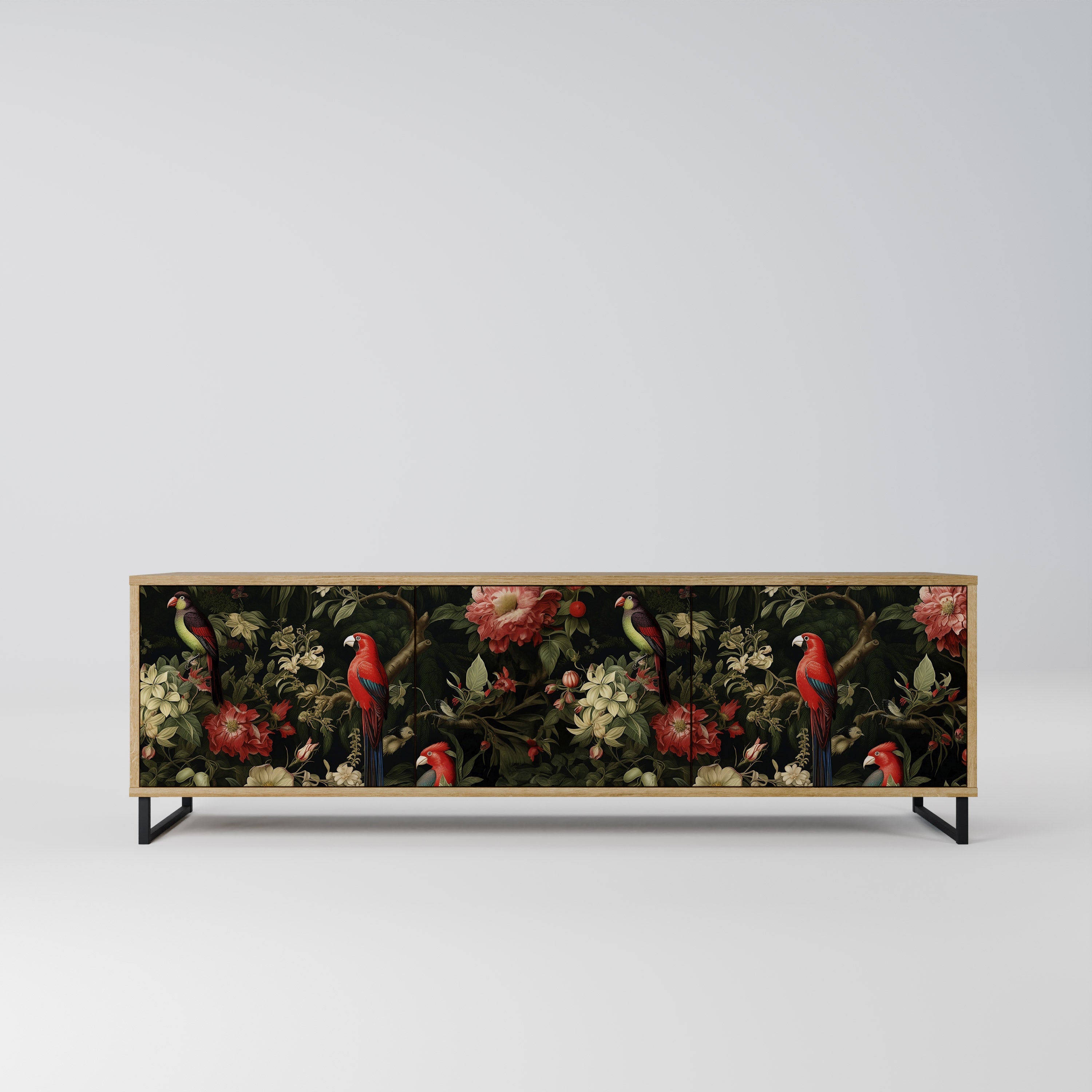 Meuble TV 3 portes AVIAN GREENERY effet chêne