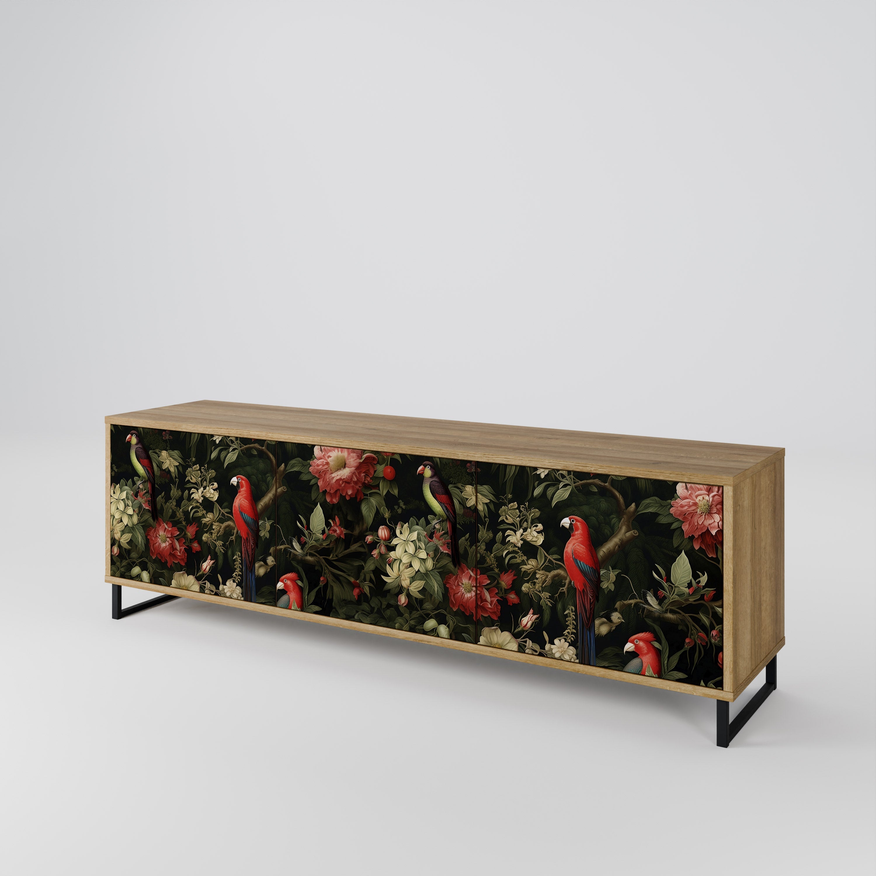 Meuble TV 3 portes AVIAN GREENERY effet chêne