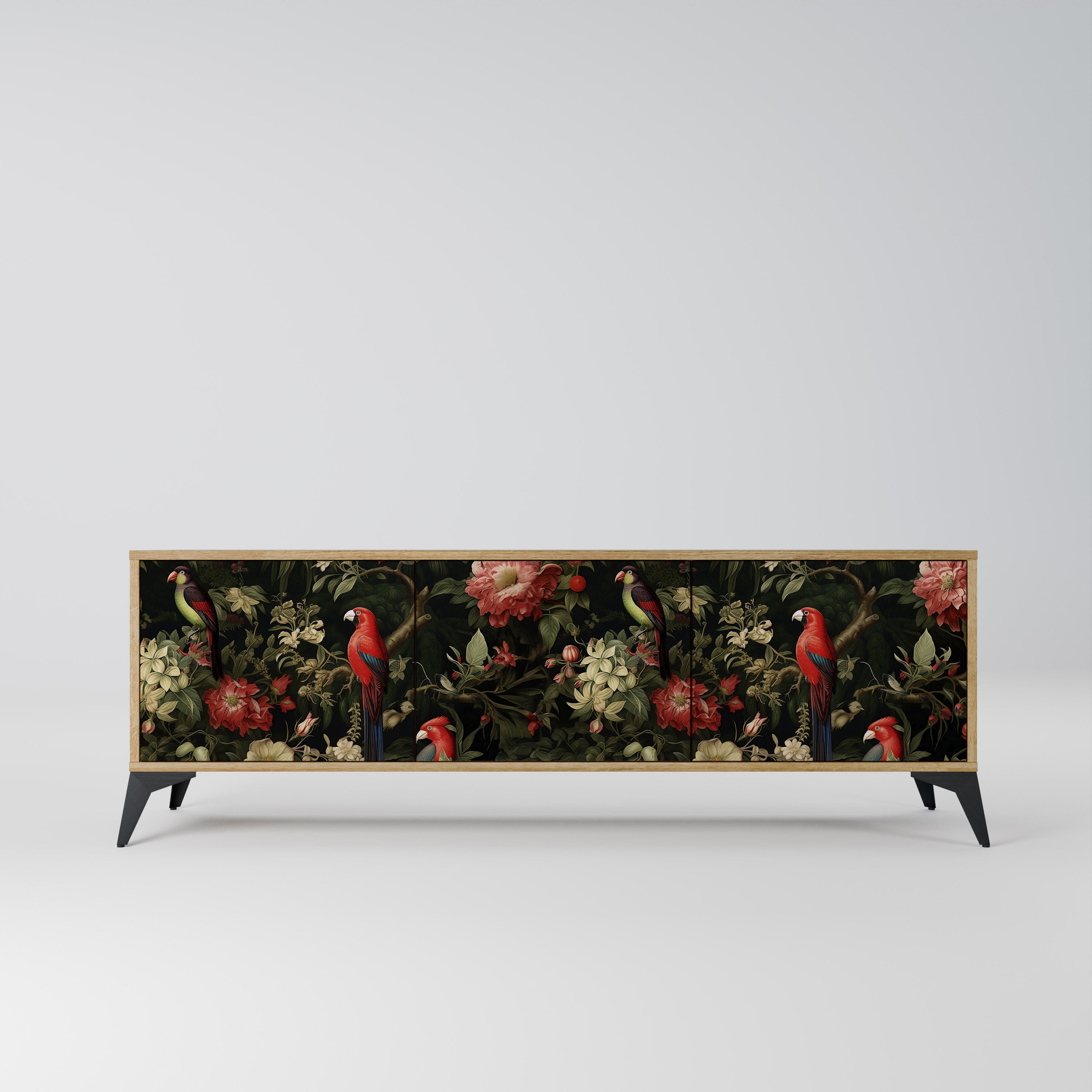 Meuble TV 3 portes AVIAN GREENERY effet chêne