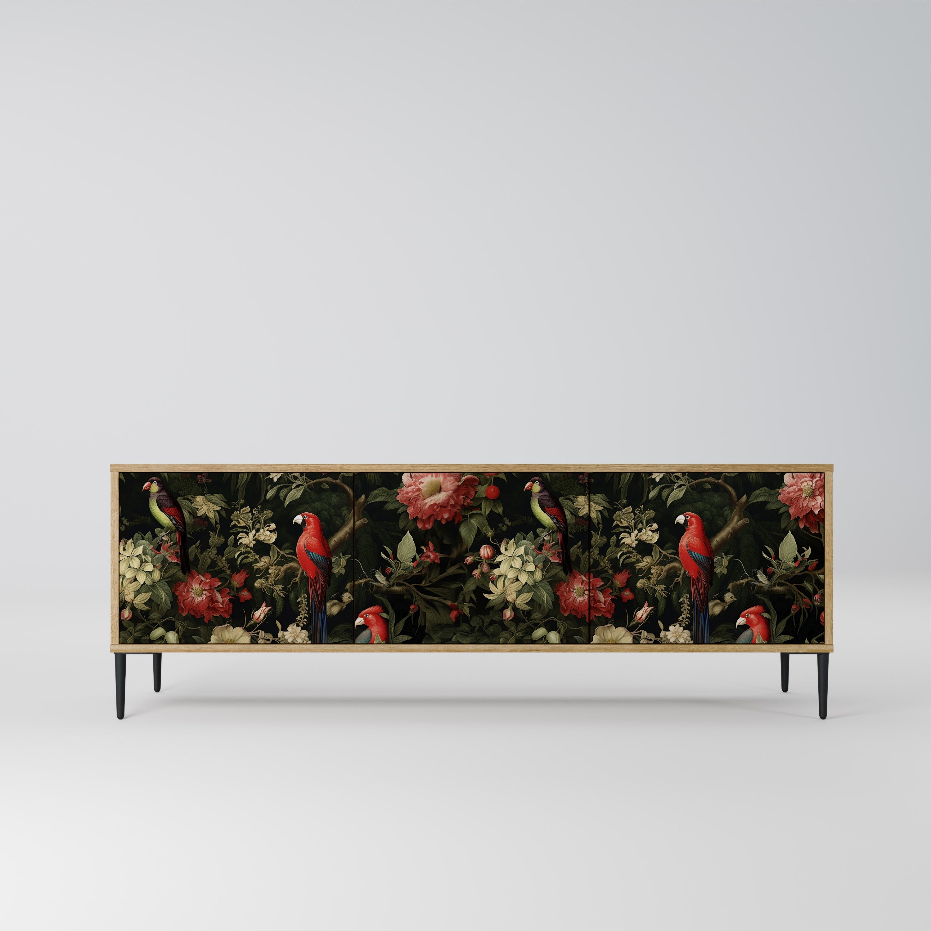 Meuble TV 3 portes AVIAN GREENERY effet chêne